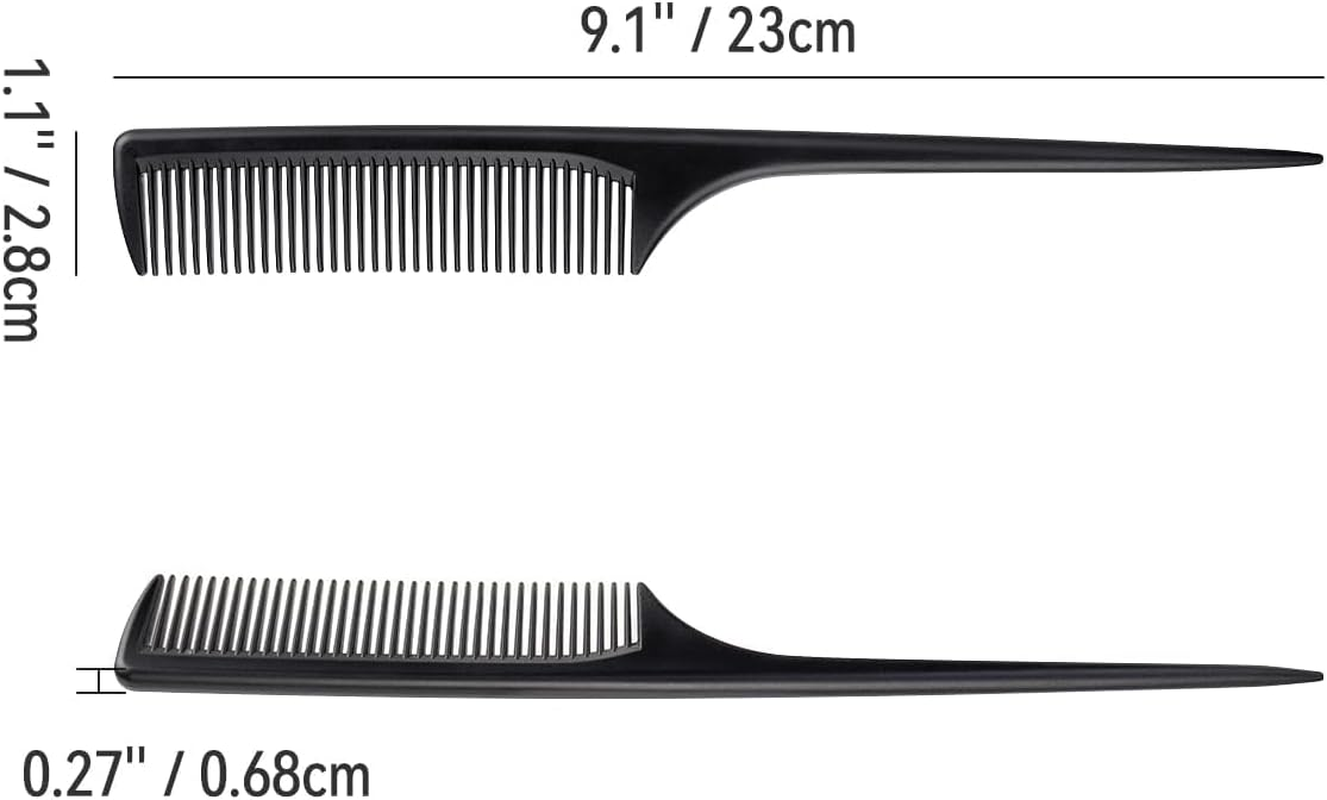 Professional 2 Pack Black Rat Tail Comb Set, Fine Tooth Hair Teasing Combs for Sectioning, Parting, Root Styling image number 4
