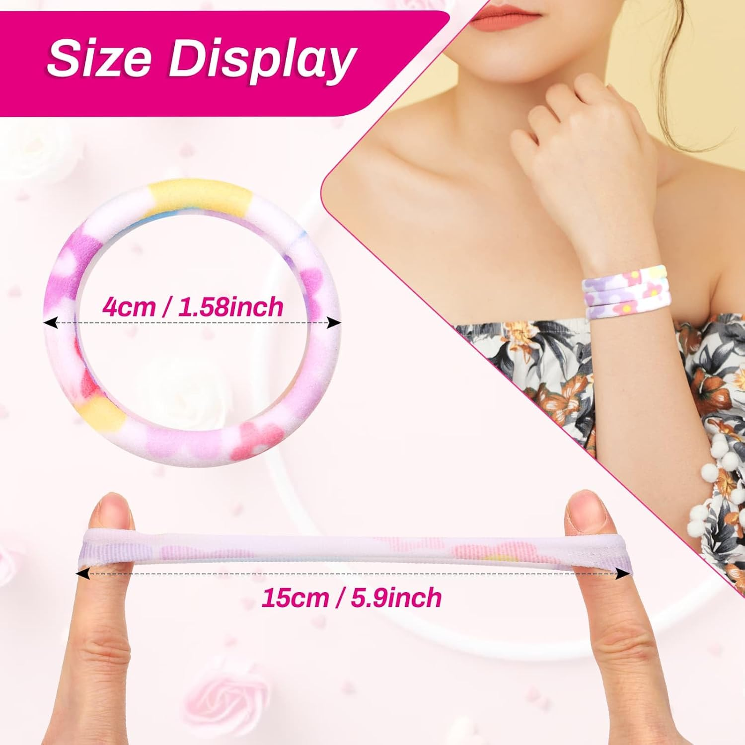 Anezus 54Pcs Hair Ties for Girls and Women, Nylon No Damage Elastics Hair Bands Ponytail Holders, Soft Hair Ties Hair Accessories for Thick Straight Curly Hair, Multi-Colored A - Black image number 2