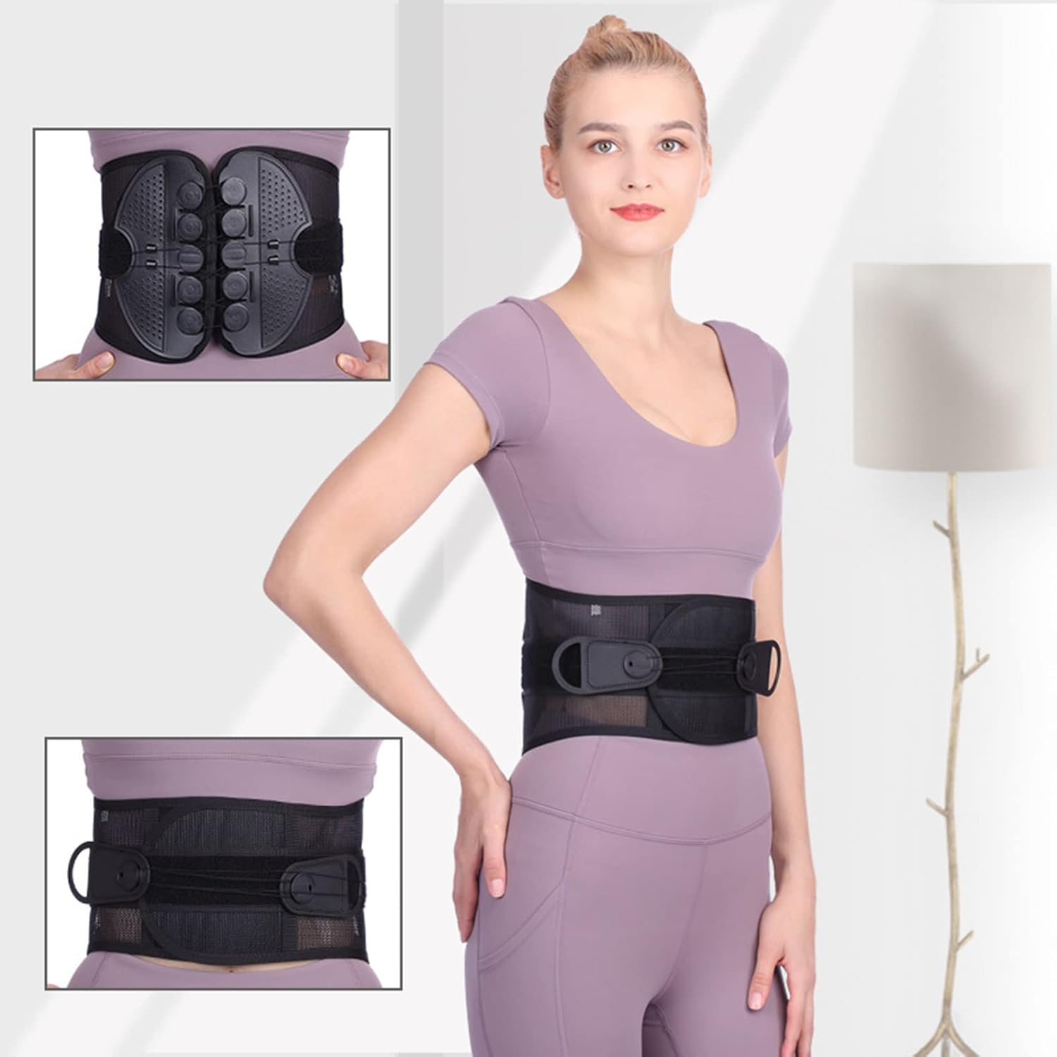 Back Support Brace, Adjustable Waist Strap, Spine Sport Back Brace, Compression and Pulley System for Pain Relief of Back, Lumbar, Waist() image number 3