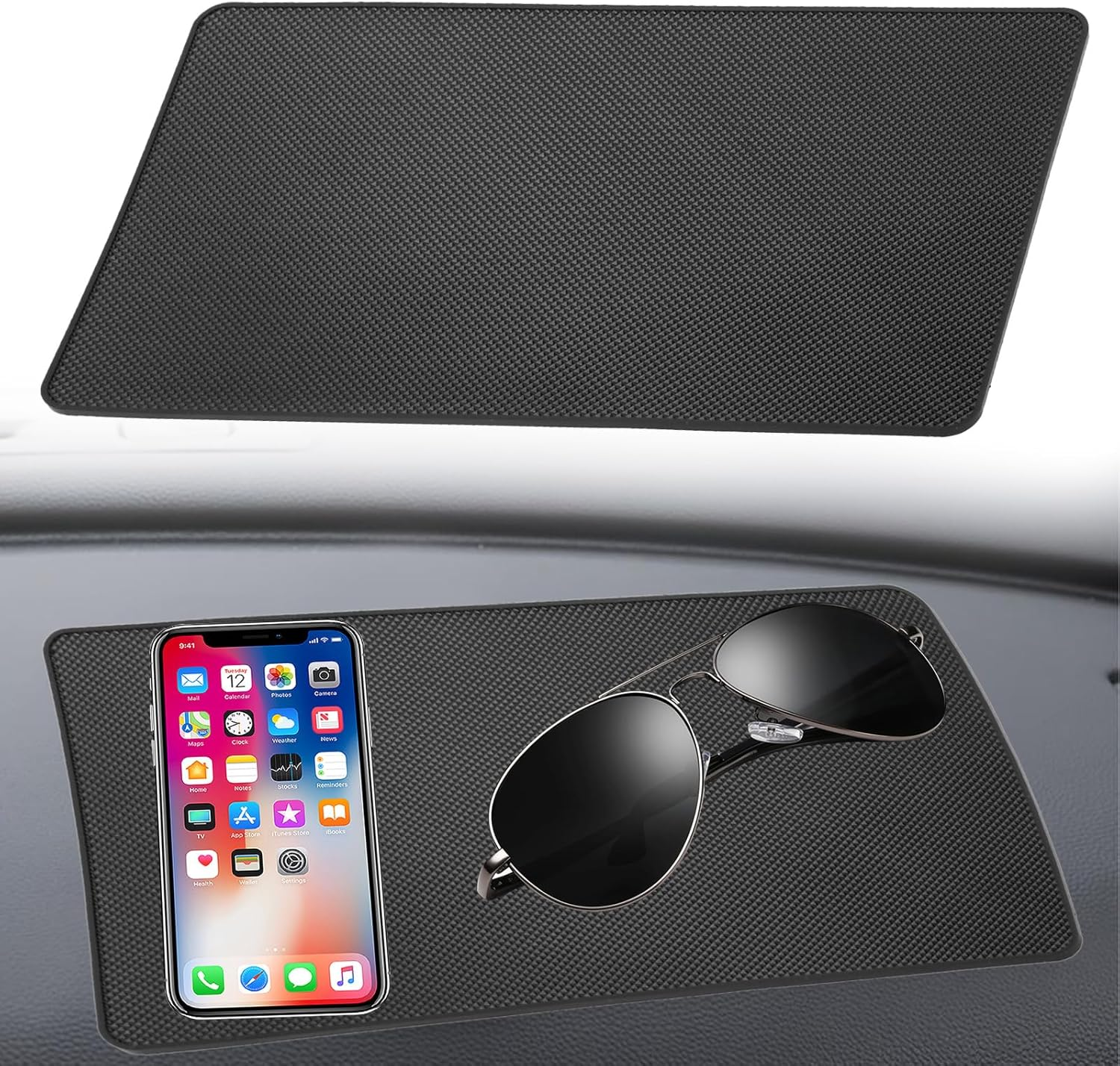 Dash Mat for Car, anti Slip Dashboards Mat, 10.8" X 6.4" Dashboard Sticky Pads, Car Dash Non Slip Mat, Dashboard Accessories for Cell Phone, Sunglasses, Keys Electronic Devices image number 1