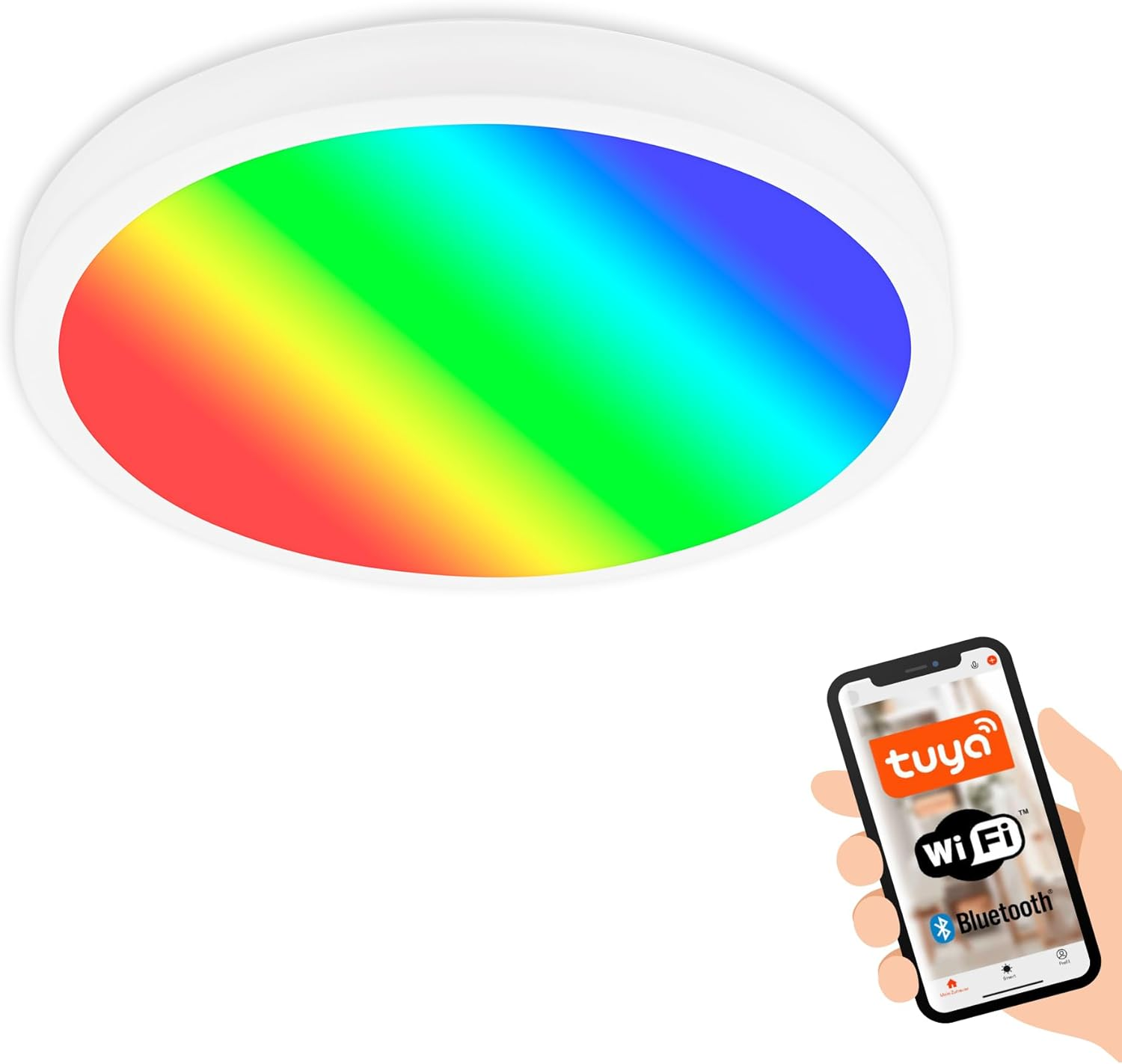 BRILONER - Smart LED Ceiling Light, Wifi LED Ceiling Light, Dimmable, Adjustable Colour Temperature, Colourful Colours, Lamp, Voice Control, Living Room Lamp, Bedroom Lamp, 270 X 60 Mm image number 4