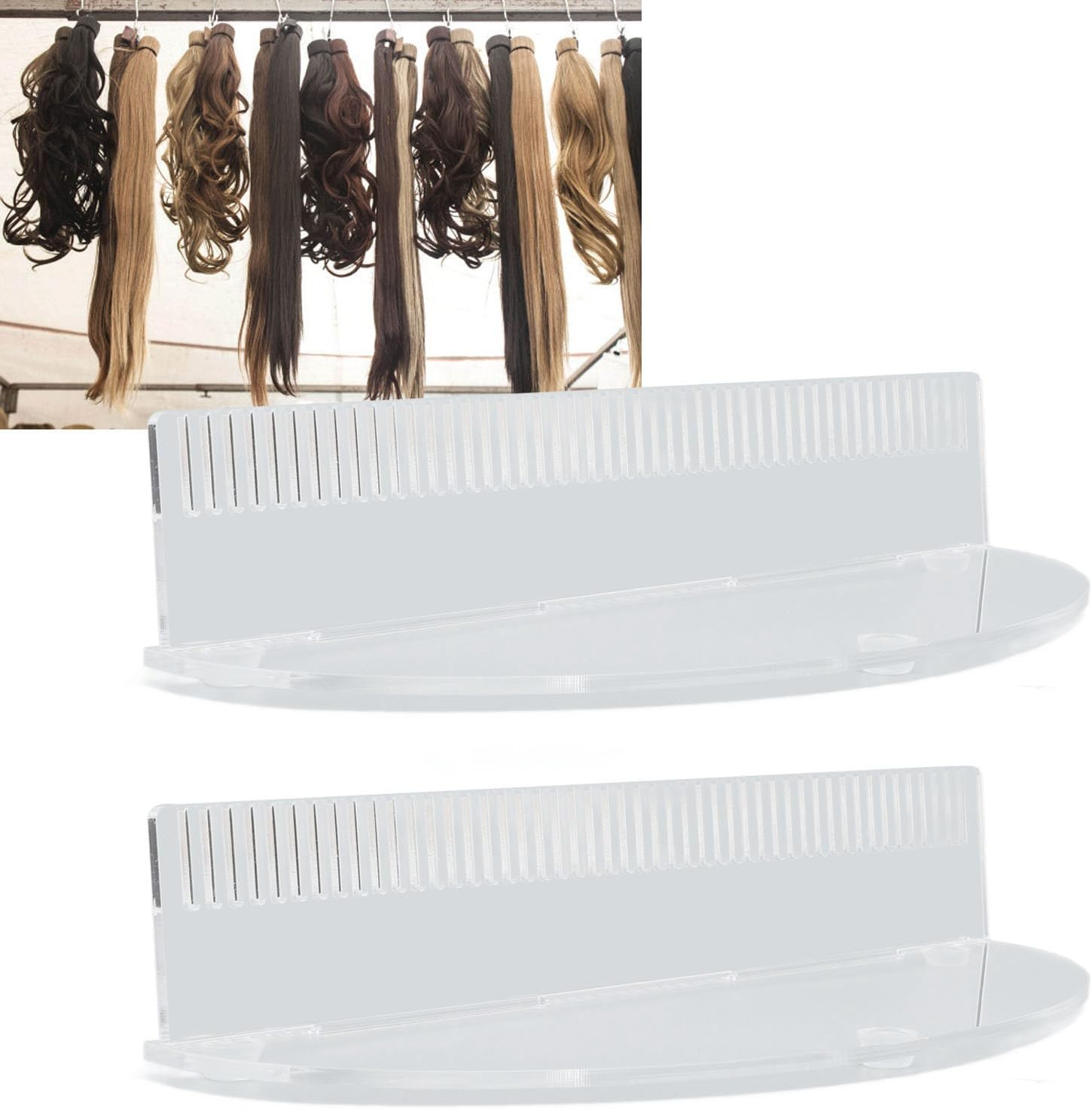 Hair Extension Holder, Portable Hair Extension Hanger, Reusable Hairpiece Storage Rack for Washing Drying Coloring Styling Weaving (Transparent)