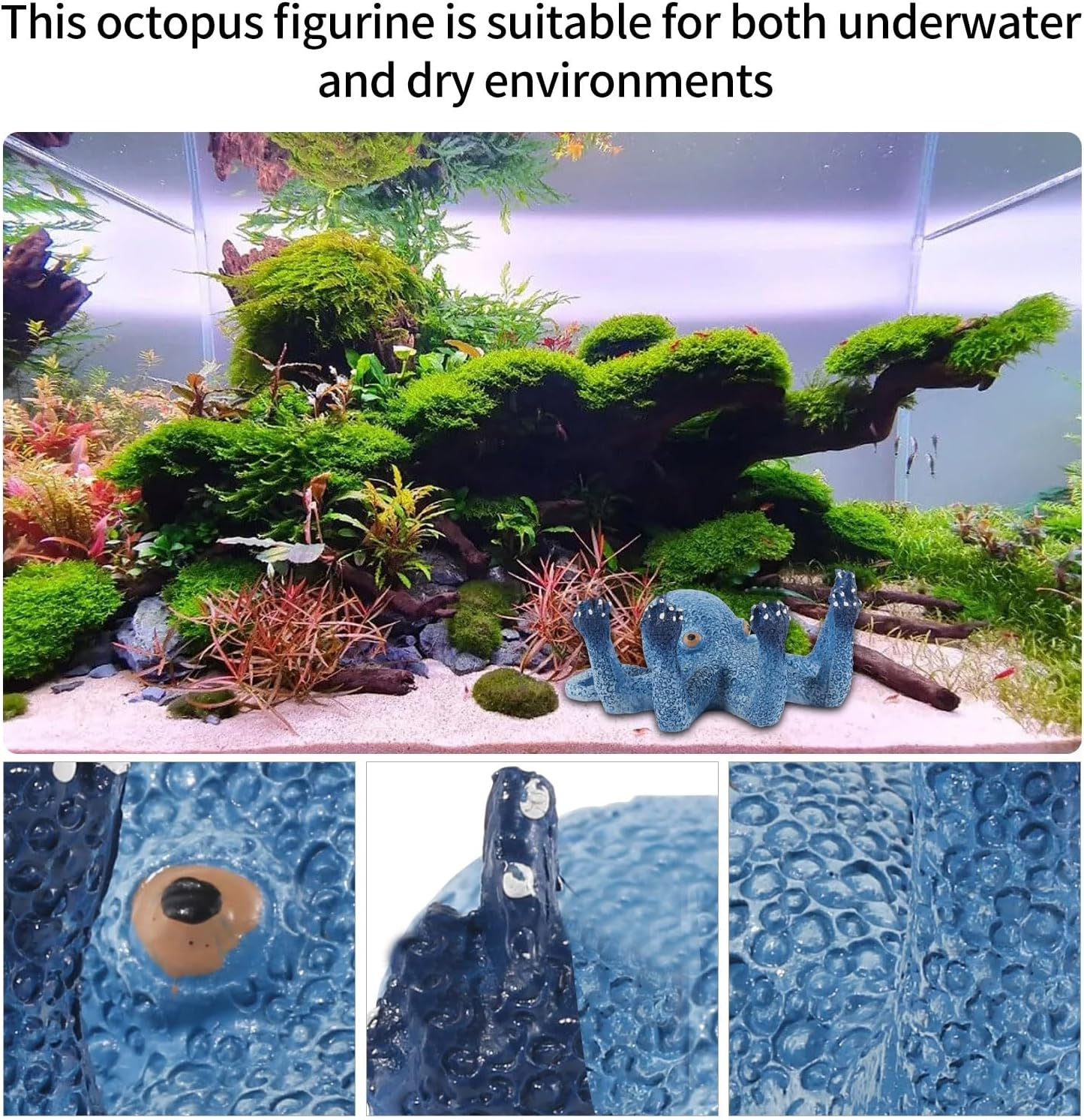 Octopus Aquarium Ornaments Decoration, Blue Artificial Sea Life, Glowing Fingers Enhance Visual Appeal, Suitable for Various Fish Tanks image number 6