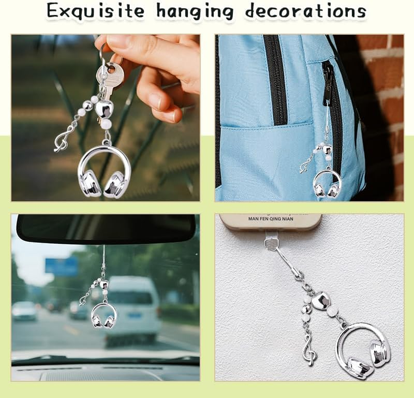 Music Note Headphone Phone Charm for Backpack Bag Accessory Charms for Dj Music Lover Keychain for Musician Christmas Birthday Gifts for Brother Sister Headphone Phone Chain Strap Lanyard image number 5