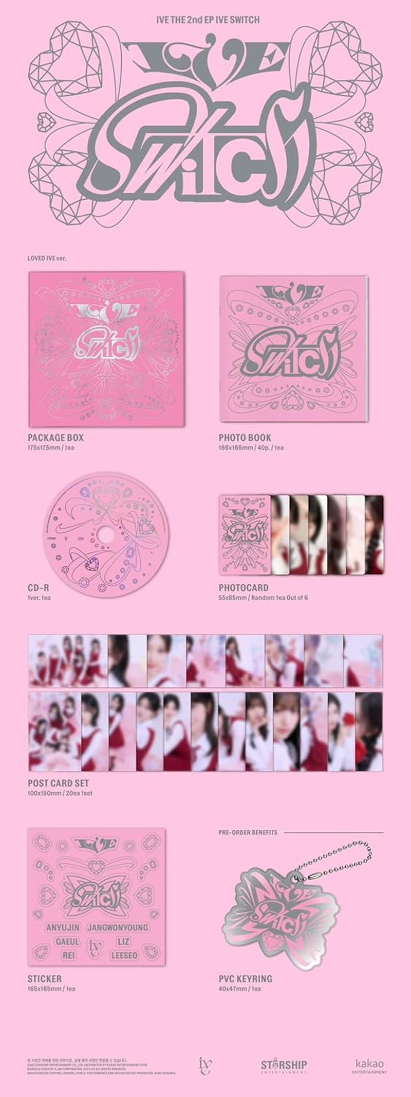 IVE IVE Switch 2Nd EP Album Contents+Photocard+Tracking Sealed Dive (Full Set(4 Standard+6 Digipack+1 PLVE))