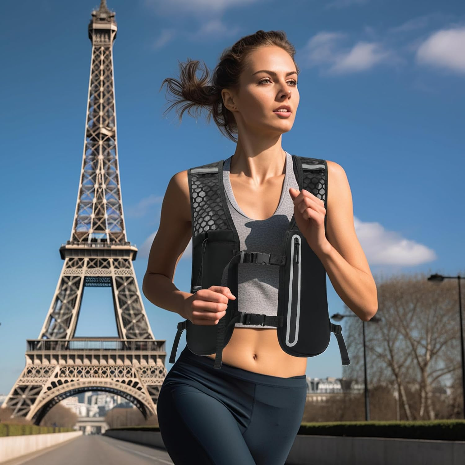 Trail Running Vest | Breathable Running Vest with Adjustable Strap,Lightweight Chest Pack Gear Non-Slip Bladder for Women Men Camping Cycling Hiking Outdoor Activities image number 3