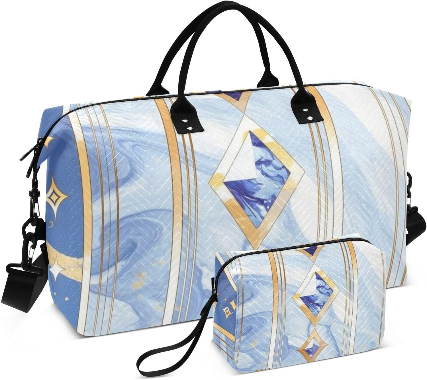 Western Magic Blue Gem Travel Bag Travel Weekender Gear Bag Sports Duffel Bags with Toiletry Bag for Travel 2 Pcs Set, Western Magic Blue Gem, 1 Size