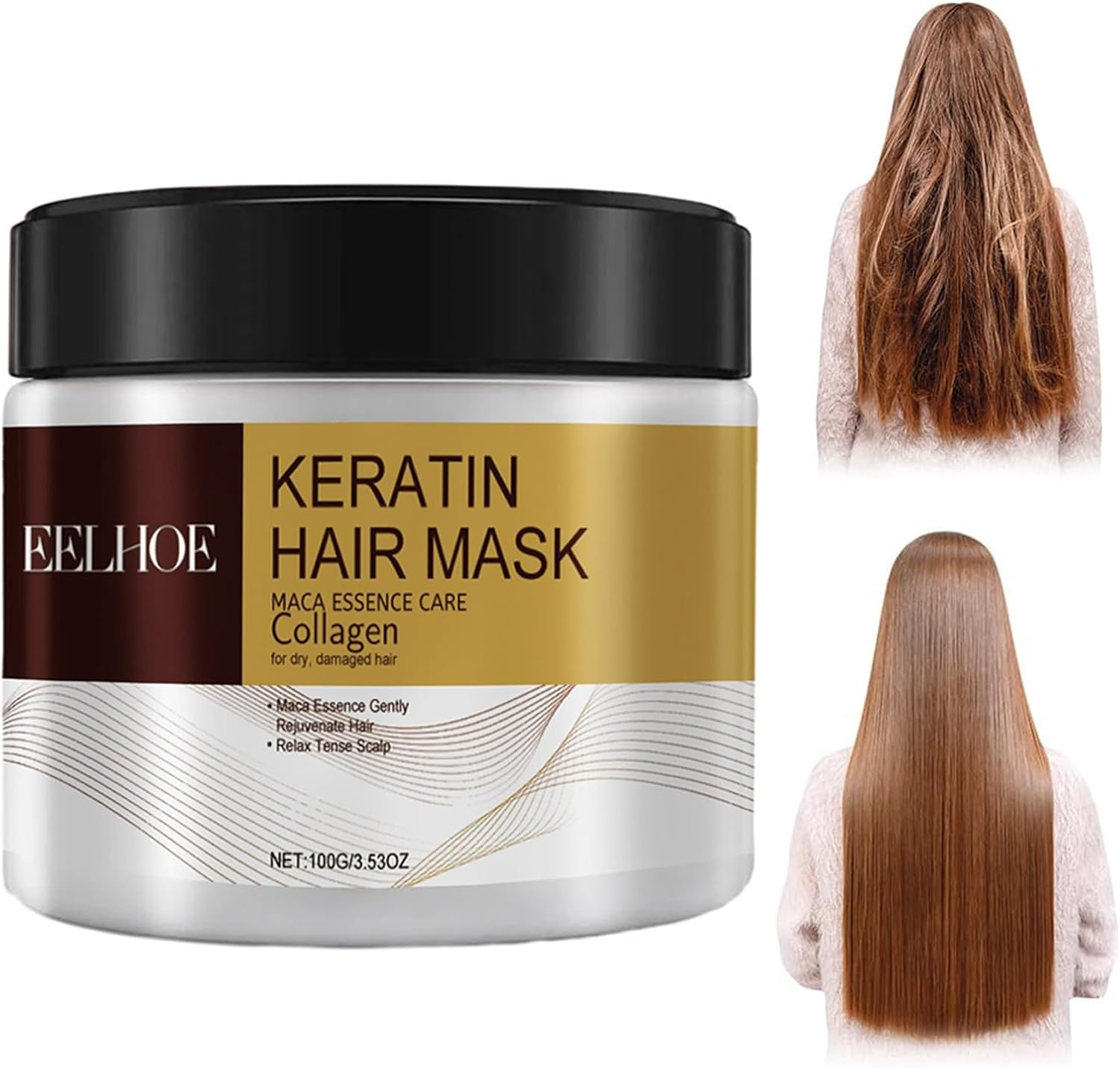 RWGKCDB Collagen Hair Mask, Argan Oil Collagen Hair Mask, Repairs Damaged Hair, Suitable for Straight, Curly, Dyed, and Permed Hair Types (Size : 1Pcs) image number 2