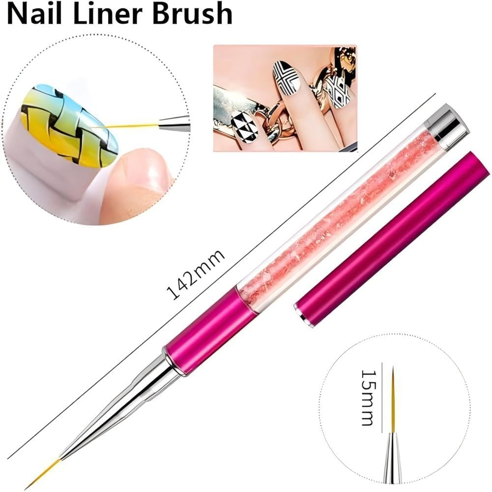 Double Ended Nail Art Brushes Set, 5PCS Nail Design Brushes Dotting Pen Multifunctional Nail Design Tools Kit,Nail Gel Polish Brush for Home DIY Salon image number 4