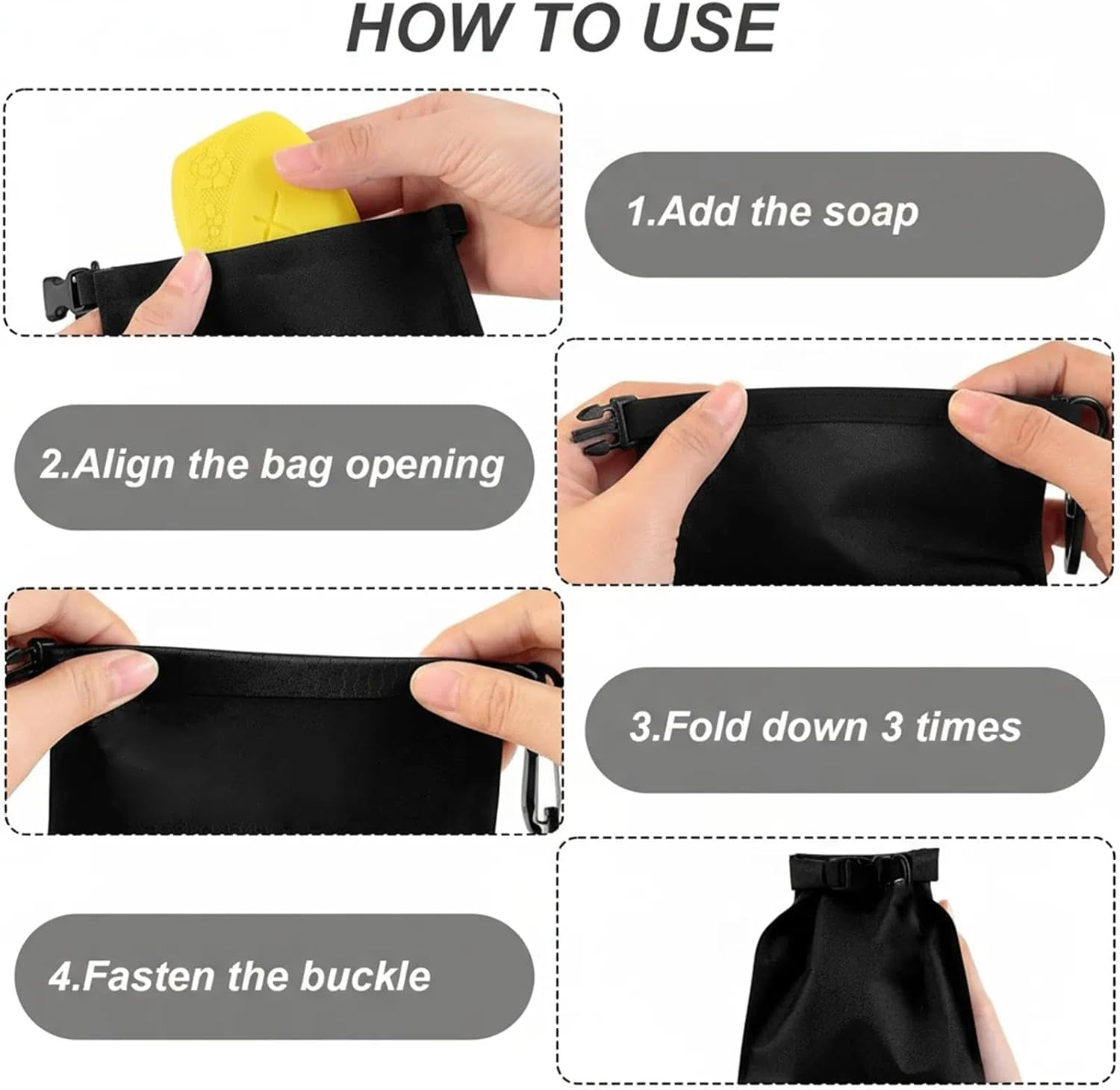 Waterproof Soap Bag for Travel, Leak-Proof Design, Durable and Compact, Eco-Friendly Material, Lathering Bag for Quick Foam, Ideal for Camping & Outdoor Use, Compatible with Most Soaps &ndash; Fengea image number 4