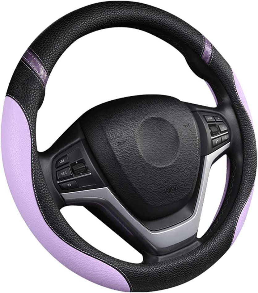 Steering Wheel Cover for Car Leather Universal Covers Men Women Fit Cars SUV Truck Pickup 15Inch (Lilac Color)