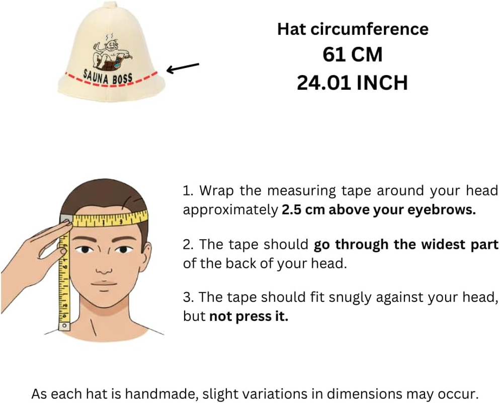Natural Textile Sauna Boss Bucket Sauna Hat White - 100% Organic Wool Felt Hats - Protect Your Head from Heat - English Sauna E-Book Included - with Embroidery image number 5