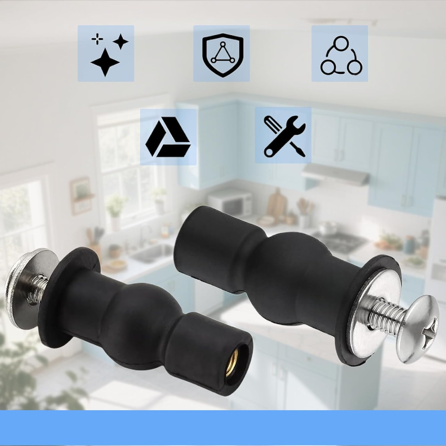 Toilet Seat Screws, Stainless Steel & Rubber, WC Hinge Repair and Replacement, Ideal for Bathroom Utility & WC Room, 4Pcs image number 2