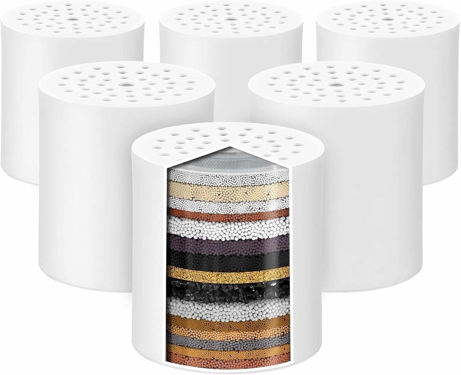 Shower Filter Replacement Cartridge 6 Pack - ​30-Stage Hard Water Shower Head Filter Universal Fit, Chlorine Removal & ​Heavy Metal Filtration Water Cartridge for Shower Head