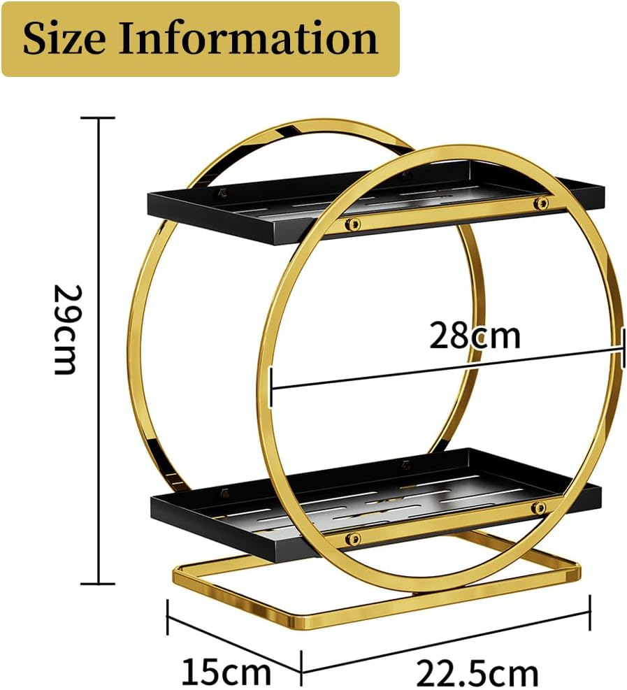 Mfancy Makeup Organiser,High-Capacity Skincare Makeup Storage,Bathroom Counter Organiser Countertop Storage,2Tier Cosmetic Display Tray for Cosmetic, Skin Care,Perfume,Makeup Brushes, Lipsticks(Gold)