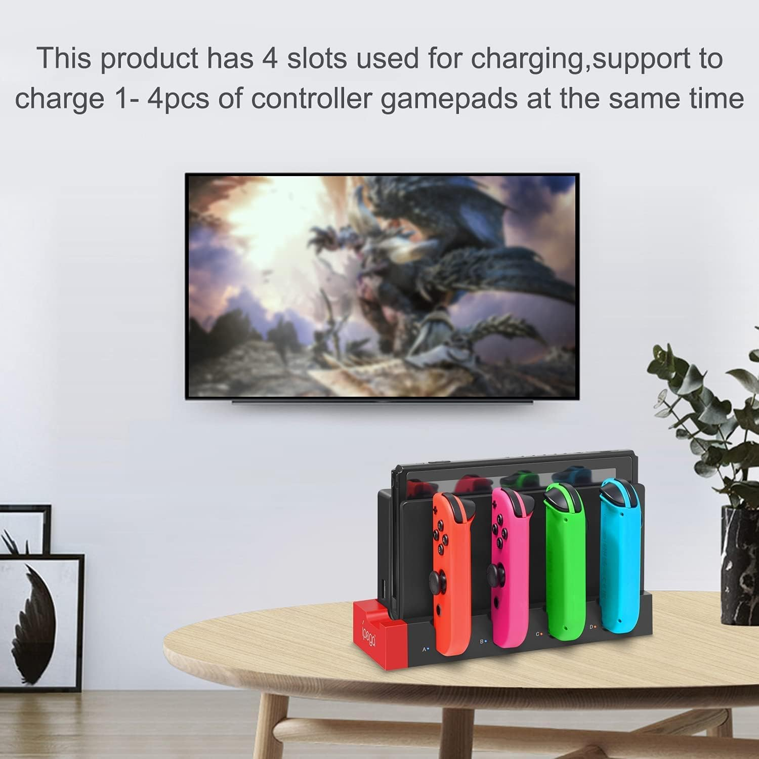 Charging Dock Compatible with Nintendo Switch & Switch OLED Model Joycons, Switch Controller Charger Dock Station for Joycon Charges up to 4Pcs, Charging Stand Station for Nintendo Switch/Oled Model