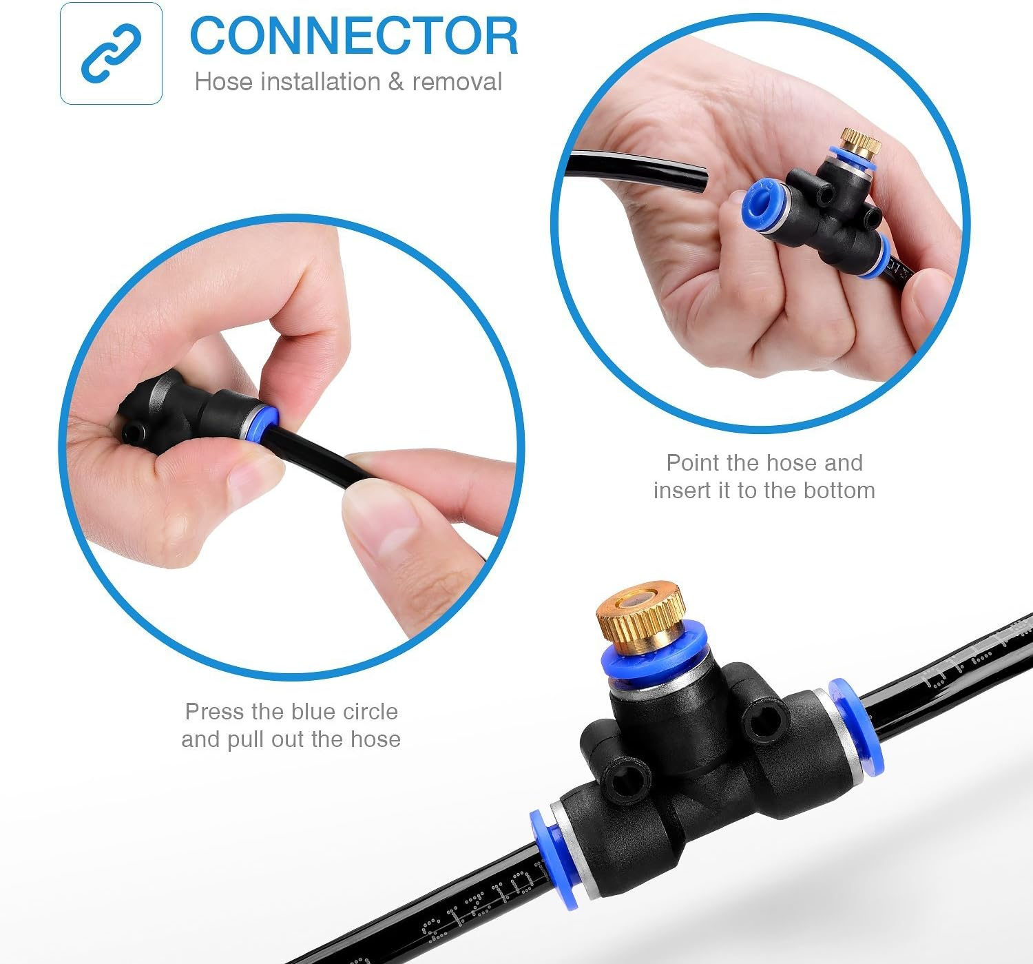 H&G Lifestyles Patio Mister, Outddor Misters for outside Patio,Water Misters for Cooling,75Ft Misting System for Green House,25 Brass Mister Nozzles,Fits 3/4" GHT Garden Hose,For Backyard Trampoline image number 5