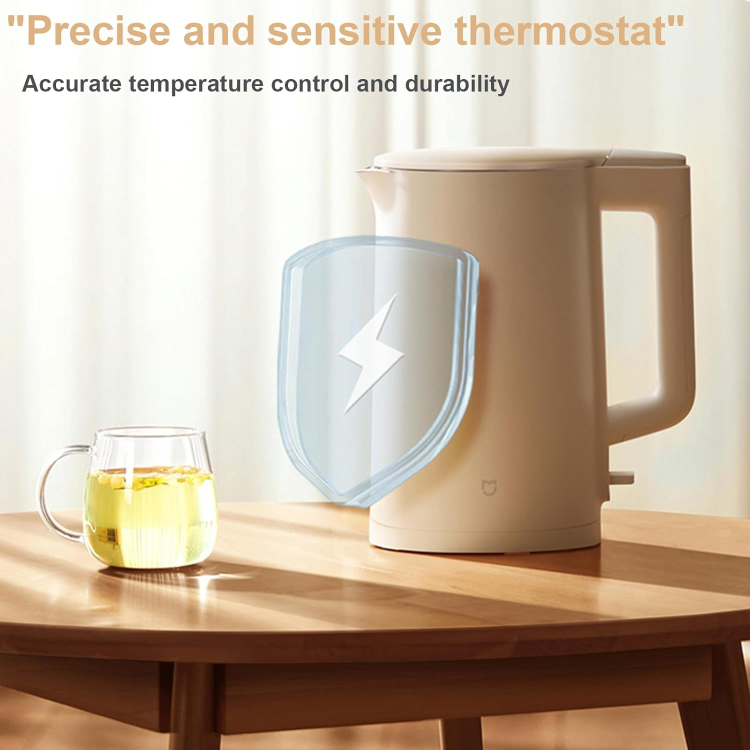 Xiaomi MIJIA Electric Kettle C1, 304 Stainless Steel Interior, Bpa-Free, Double Wall 1.5L Hot Water Boiler, 1500W Tea Kettle with Auto Shut-Off & Boil Dry Protection, LED Indicator image number 3