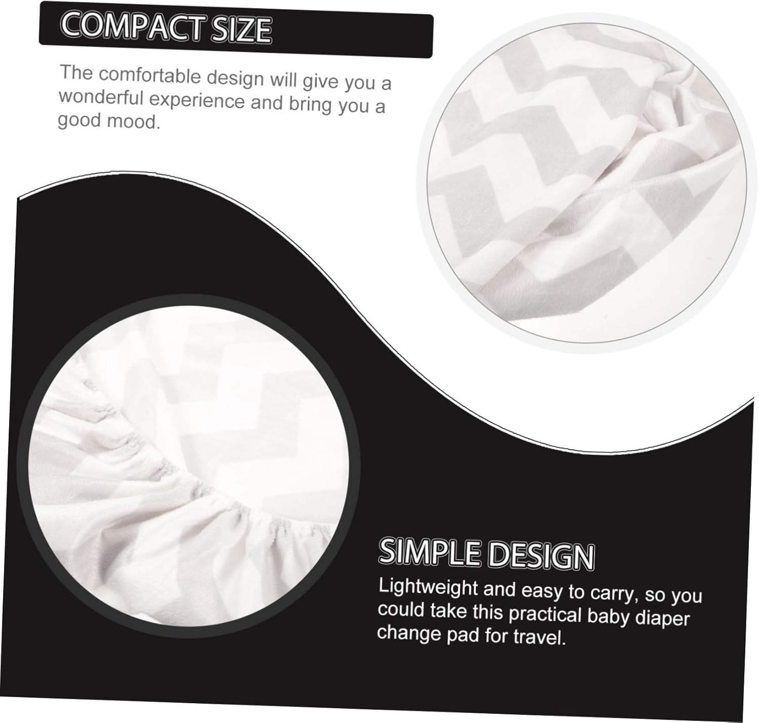 FRCOLOR Portable Diaper Changing Pad Cover Washable and Durable Grey Water Wave Pattern Fits Contoured Changing Pads Easy to Clean Soft and Safe