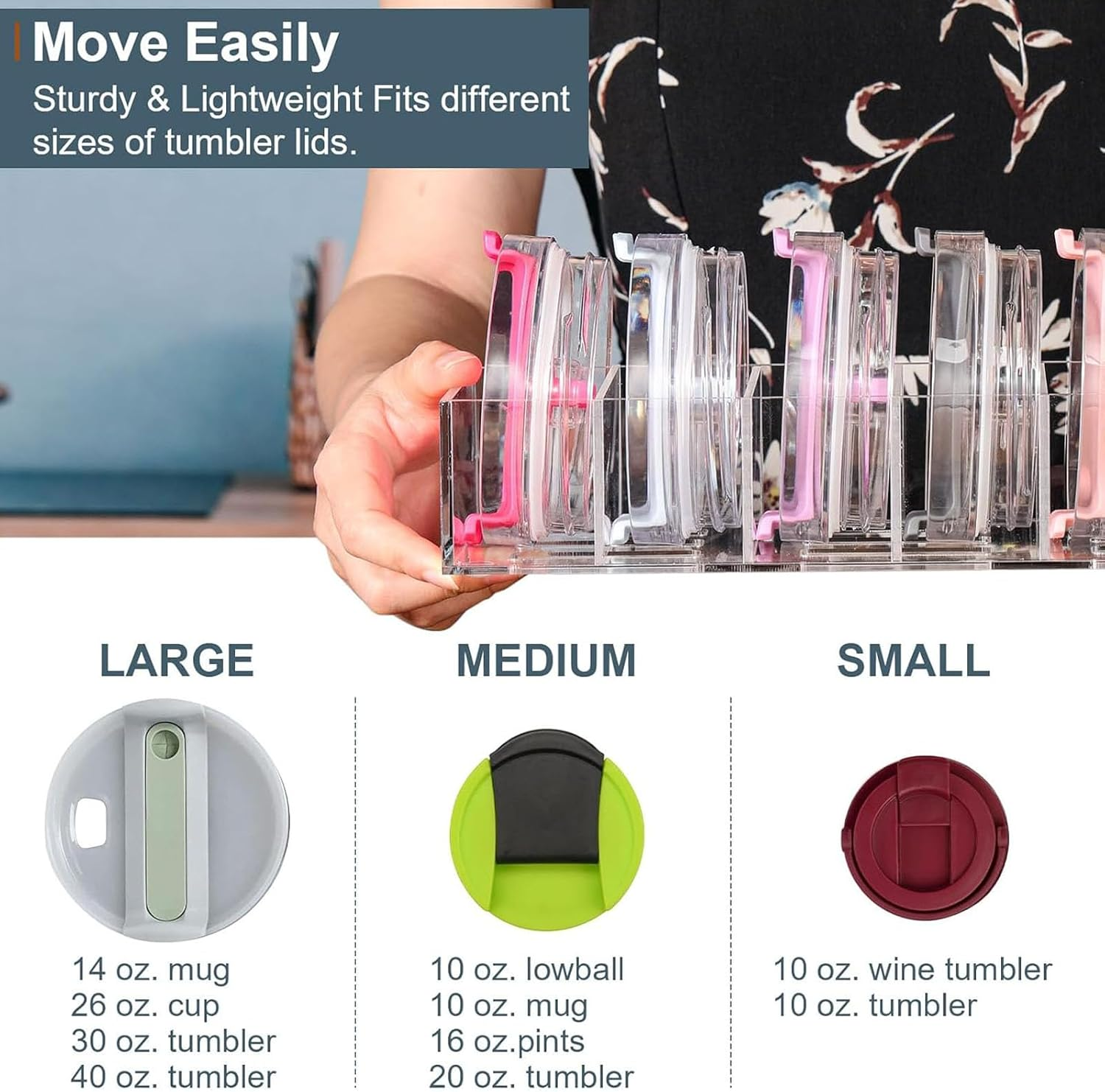 Acrylic Tumbler Lid Organizer for Stanley Cup Accessories,Kitchen Cabinet Organizers Pantry Organization, Clear Storage Containers Organizing Bins image number 5