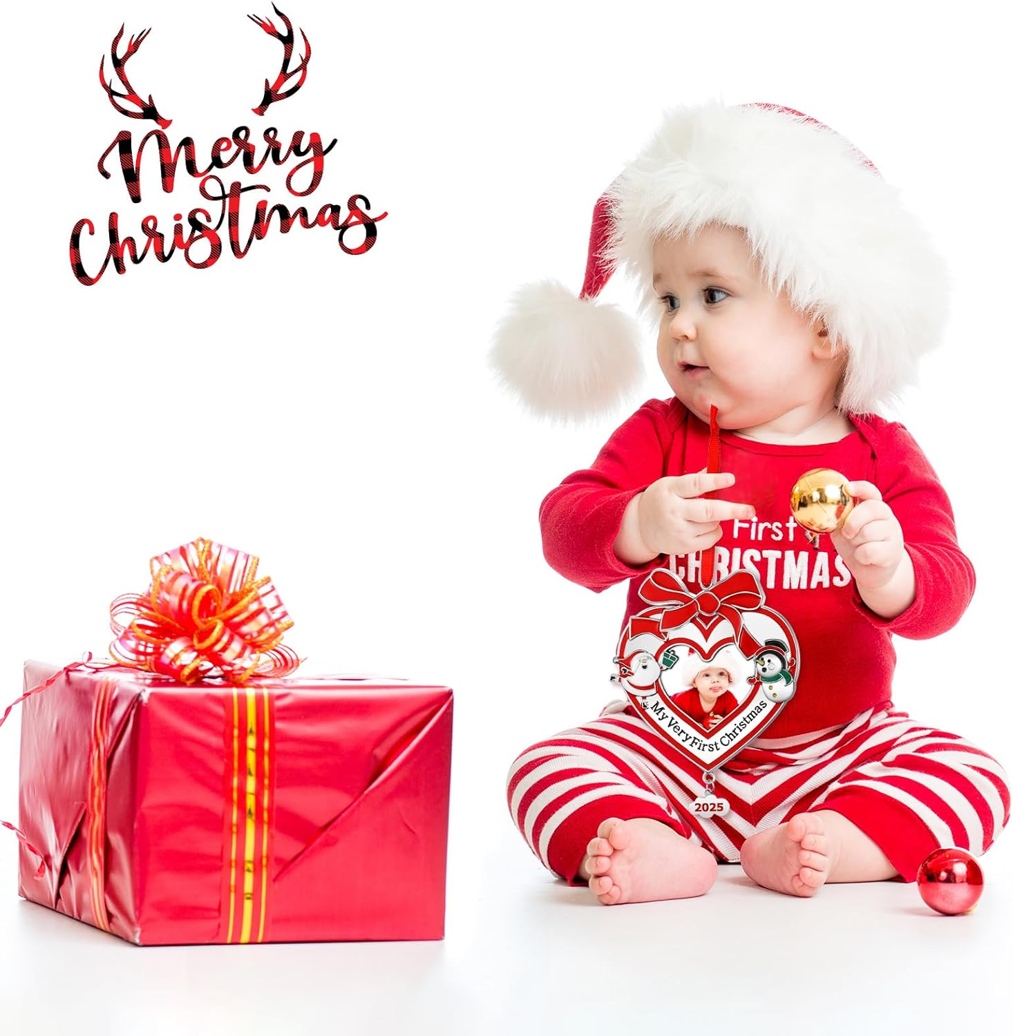 Yookeer Baby'S First Christmas Photo Ornament 2025 My Very First Christmas Photo Frame Xmas Baby'S 1St Keepsake Picture for Newborn Baby Xmas Tree Decor(1 Piece,Heart) image number 6