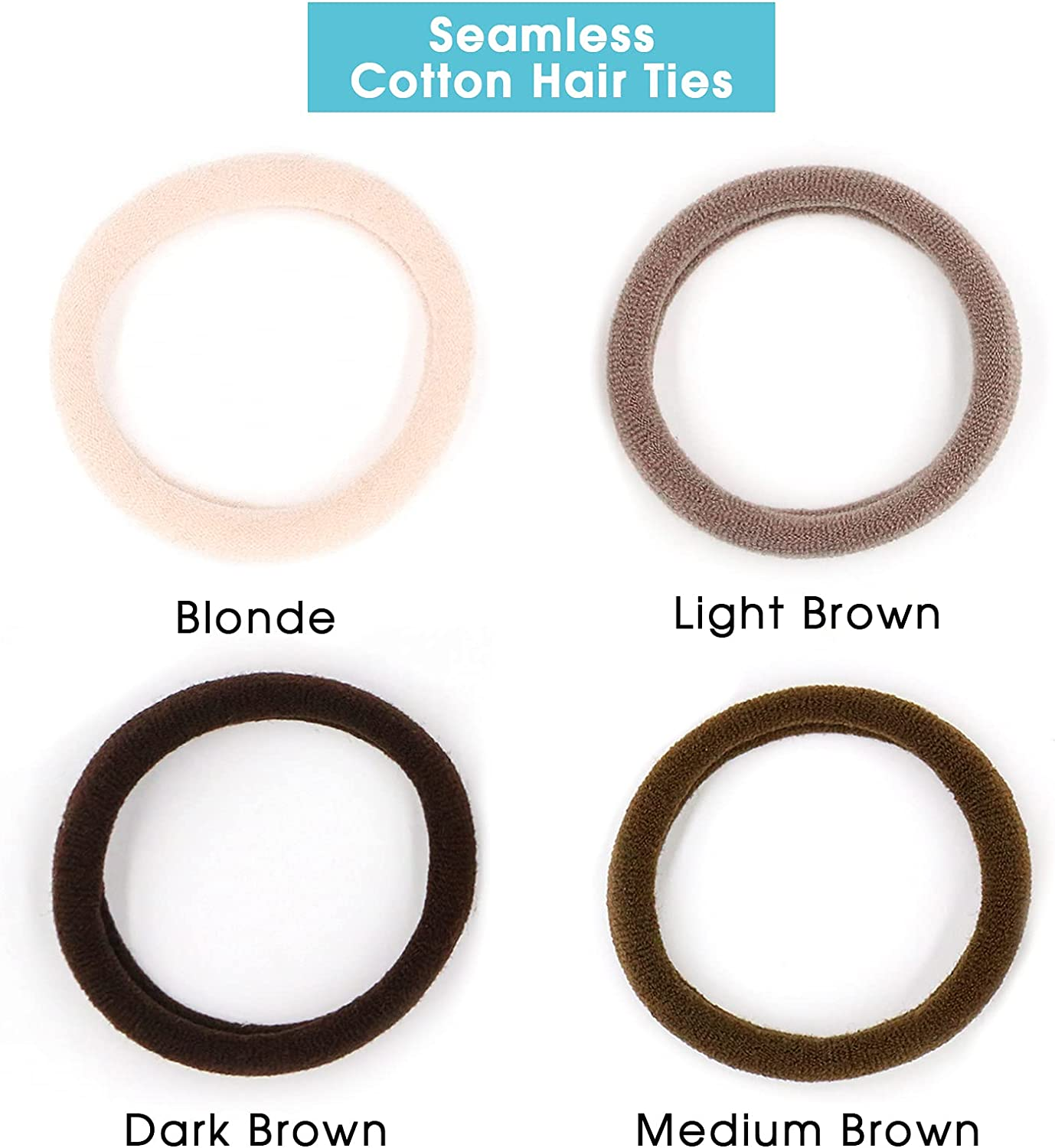 HOYOLS Soft Large Seamless Hair Ties, Gentle Stretch Nylon Ponytail Holder Bands for Thick Heavy Curly Hair, No Slip No Damage Scrunchies Headbands 100 Pcs (Light Blonde) image number 1