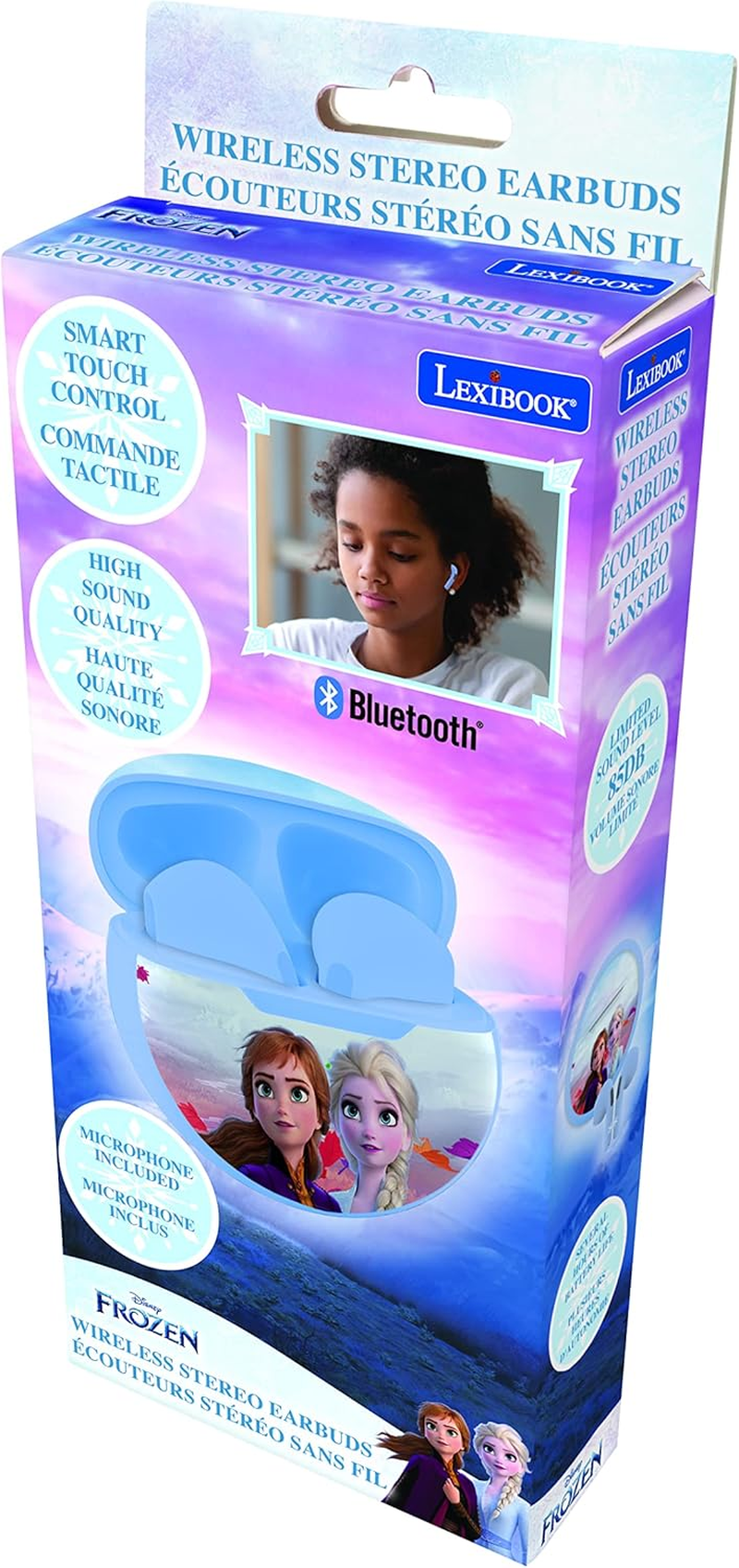 Lexibook - Disney Frozen - Wireless Headphones, Bluetooth with Microphone, Touch Control, Charging Box, Rechargeable Battery with Long Life, Purple, HPBT05FZ image number 3