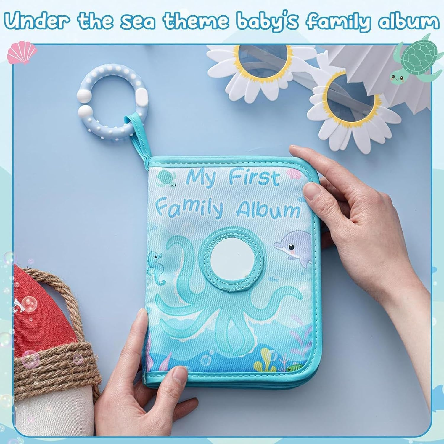 Baby Photo Book - Baby'S Photo Album for Baby Holds | First Soft Cloth Family Photo Book | Octopus-Themed Holds 4X6Inch Photos Soft Cloth Album for Girl Boy Parents Home Kids Grandparents image number 4