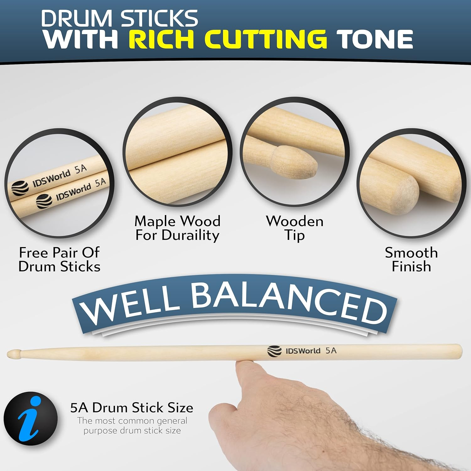 Jam Drum Block Latin Percussion Red Plastic Musical Instrument Adjustable Mount Bracket with A5 Maple Drum Sticks Set image number 3