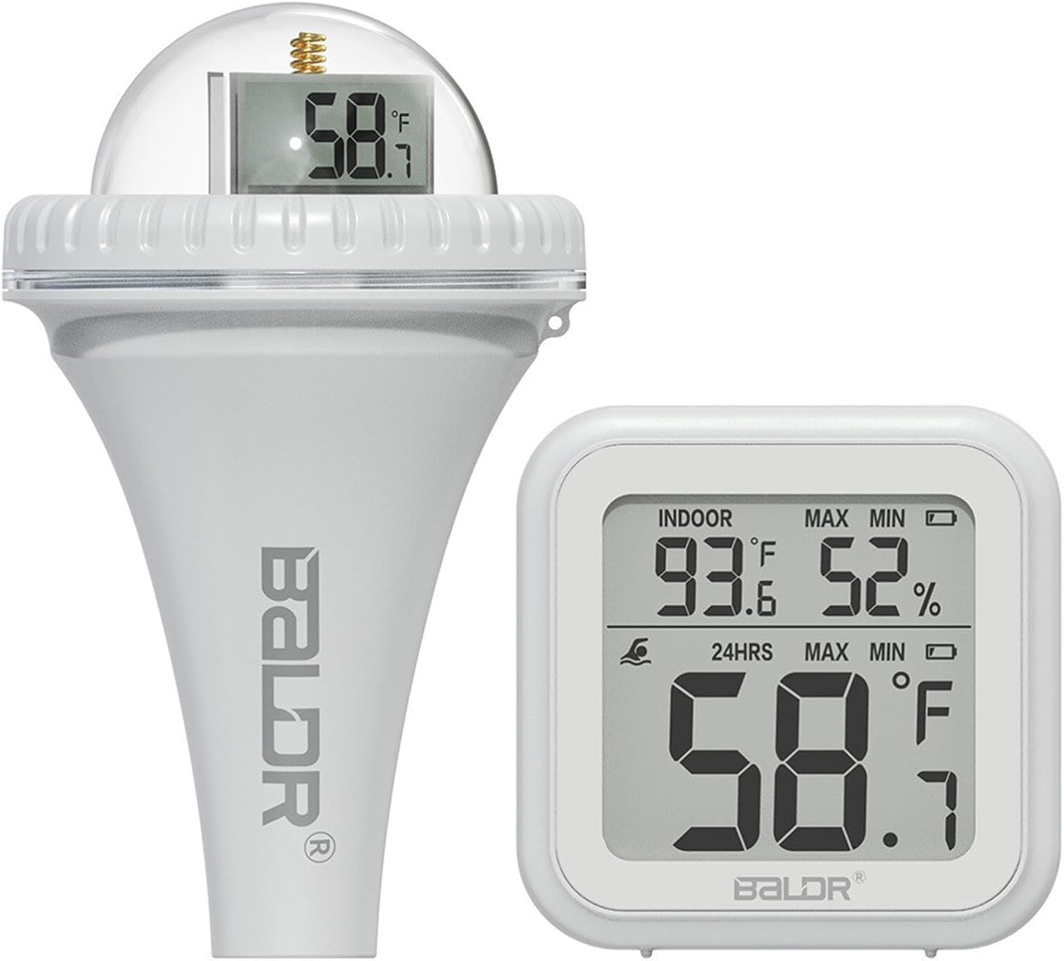 Pool Thermometer, Wireless Pool Thermometer Floating Easy Read, Pool Thermometer for Swimming Pool Hot Tubs Pond Test Kits & Thermometers Screen 360 Degree Visibility White Not Included image number 6