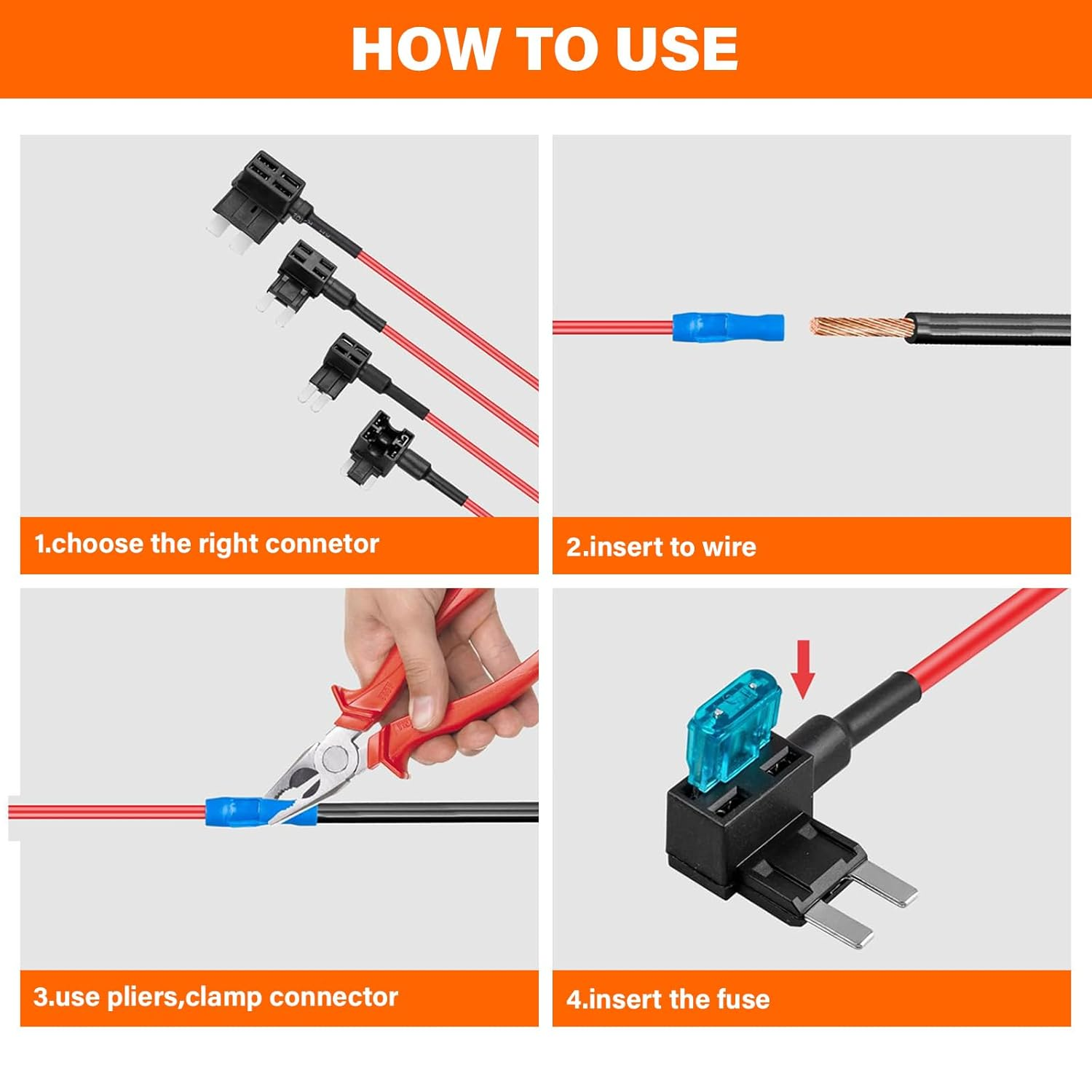 12 Pack 12V Fuse Taps: Add-A-Circuit, Dual-Slot, Easy Install, Compatible with Cars, Trucks, Boats, Includes 3 Standard, 3 Mini, 3 Micro2, 3 Low Profile Mini Taps & 12 Blade Fuses image number 6
