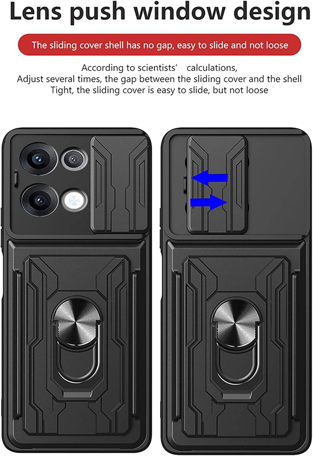 ILING Wallet Mobile Phone Case for Oppo Reno 13 Pro 5G (Reno13 Pro 5G), Ultra Thin Shockproof Matte PC Silicone Case Armour Protective Case with Card Slot, Ring Stand, Camera Protection (Blue) - Blue image number 6