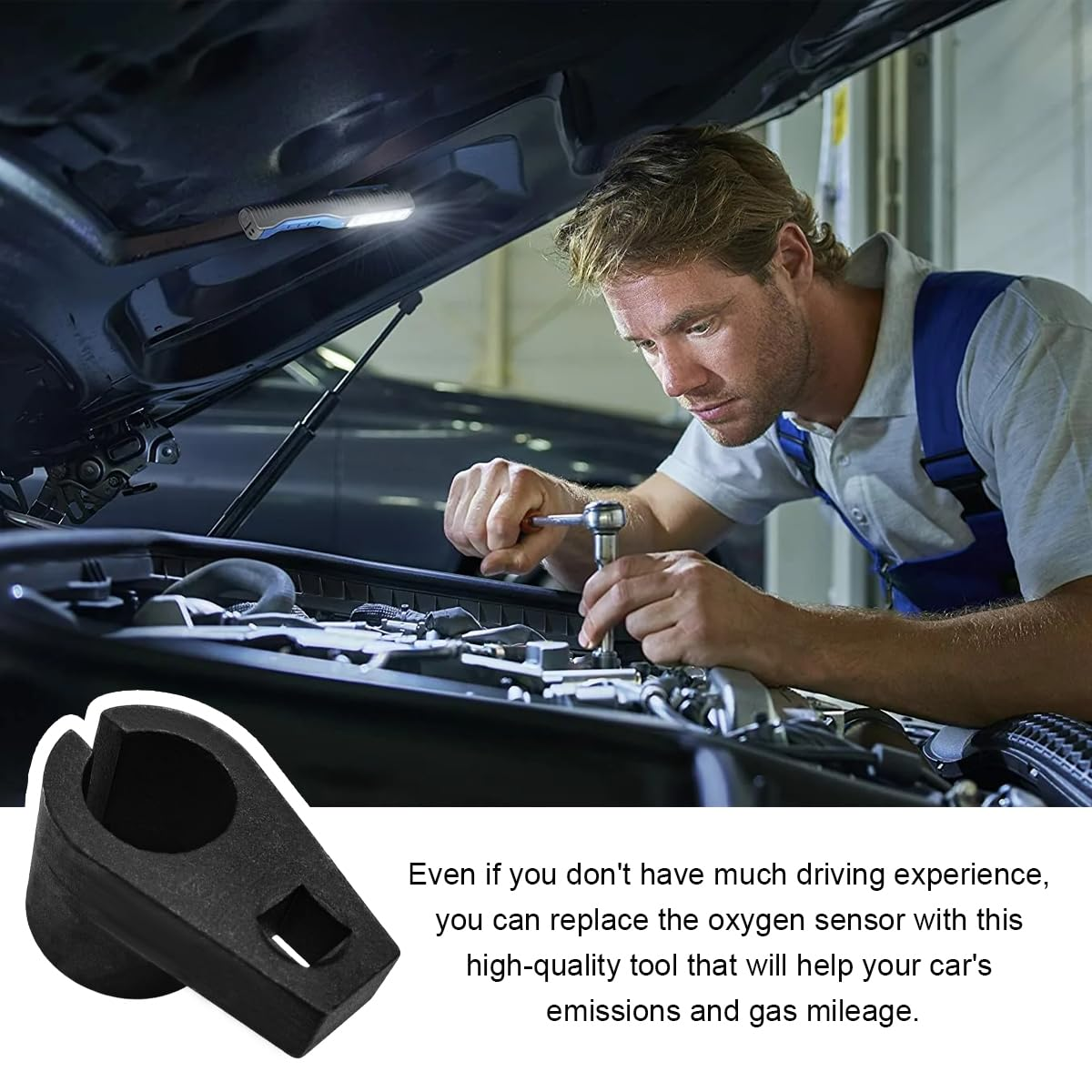 Oxygen Sensor Socket, 3/8-Inch Drive by 7/8-Inch 22Mm, Offset 6-Point, Automotive Oxygen Sensor Remover Tool image number 2