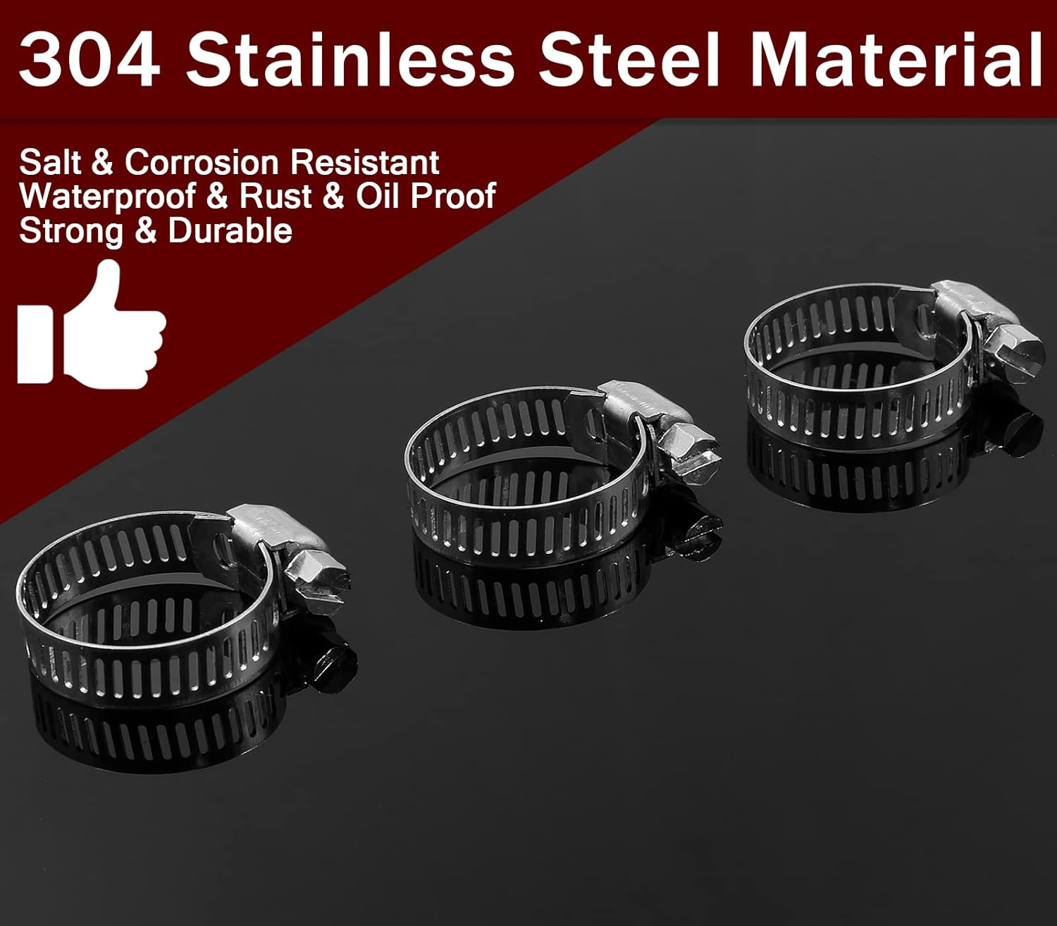 Auvotuis 25 Pack Stainless Steel Hose Clamp Adjustable 1/2" - 3/4" (13-19Mm) Worm Gear Hose Clamp, Stainless Steel Fuel Line Pipe Clamp for Plumbing, Automotive and Mechanical Application image number 1