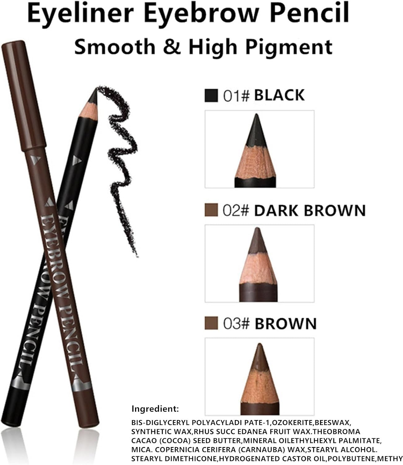 Go Ho 6 PCS Eyebrow Eye Liner Pencil Set,Easy to Color Sweatproof Eye Brow Pencil,Professional Long-Lasting Eyeliner Gel Makeup Brow Tint Pen,3 Colors(Black,Brown,Dark Brown) image number 4