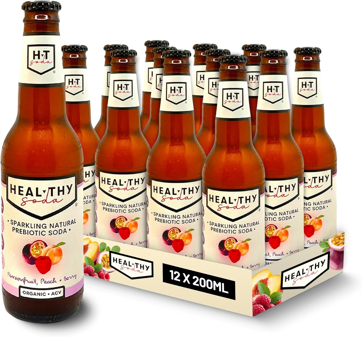 Heal Thy Soda, Passionfruit Peach & Berry, 12X200Ml &ndash; Naturally Flavoured Sparkling Soda, Zero Sugar, Low Calorie, Infused with Real Fruit & Apple Cider Vinegar Mother, No Artificial Flavours image number 4