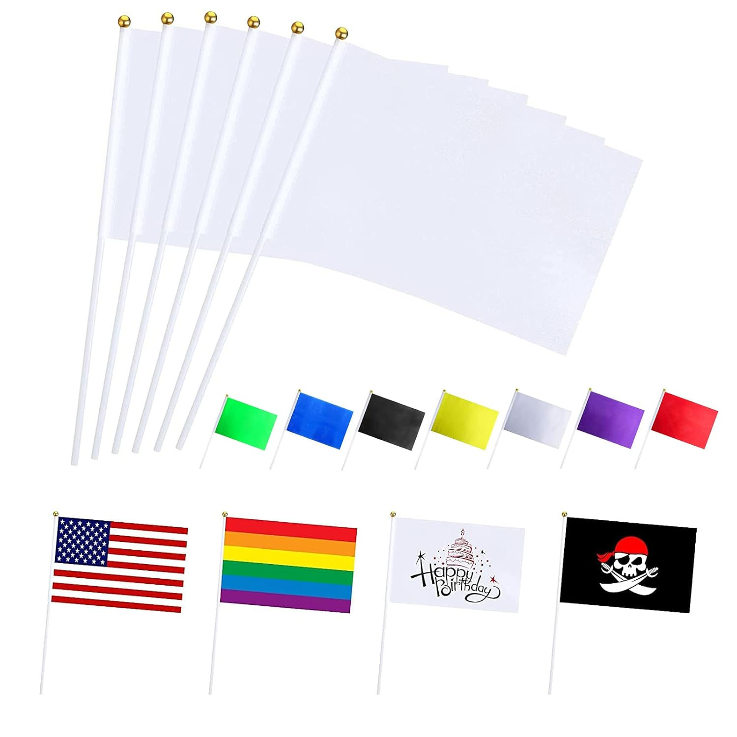 30 Pack Mini Plain Blank Flag Solid White Small Flag White DIY Flags on Stick,Perfect Decorations Themed Party,Grand Opening,Kids Birthday,Sports Clubs,Festival Events image number 4