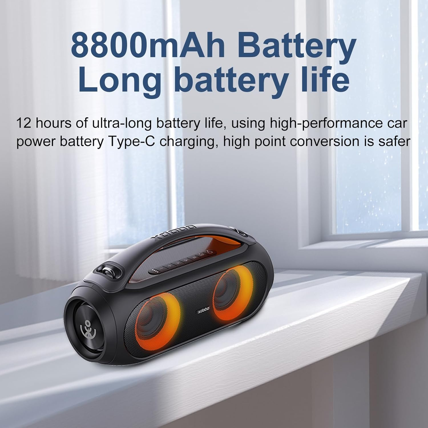 Mingzhe XDOBO Vibe plus Portable Wireless Speaker with BT5.0 Technology IPX5 Waterproof 80W Speakers Series Stereo Scene Hifi Sound AUX USB Flash Drive Long Playtime Portable Perfect for Party image number 2