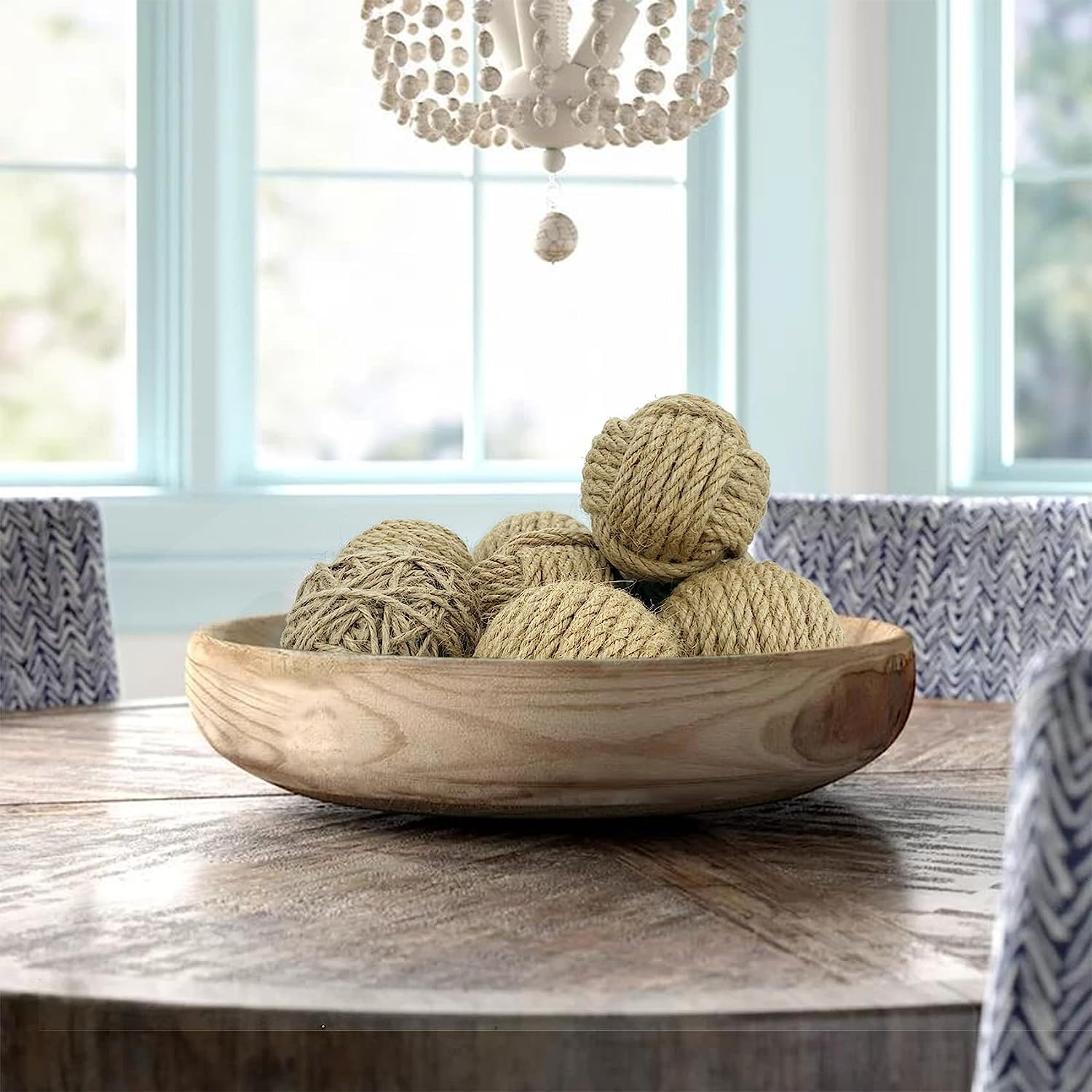 Decorative Balls for Centerpiece Bowls, Orbs Decorative Dough Bowl Fillers for Home Decor, Jute Rope Spheres Decorative Farmehouse, Vase Filler Balls 8 Pcs