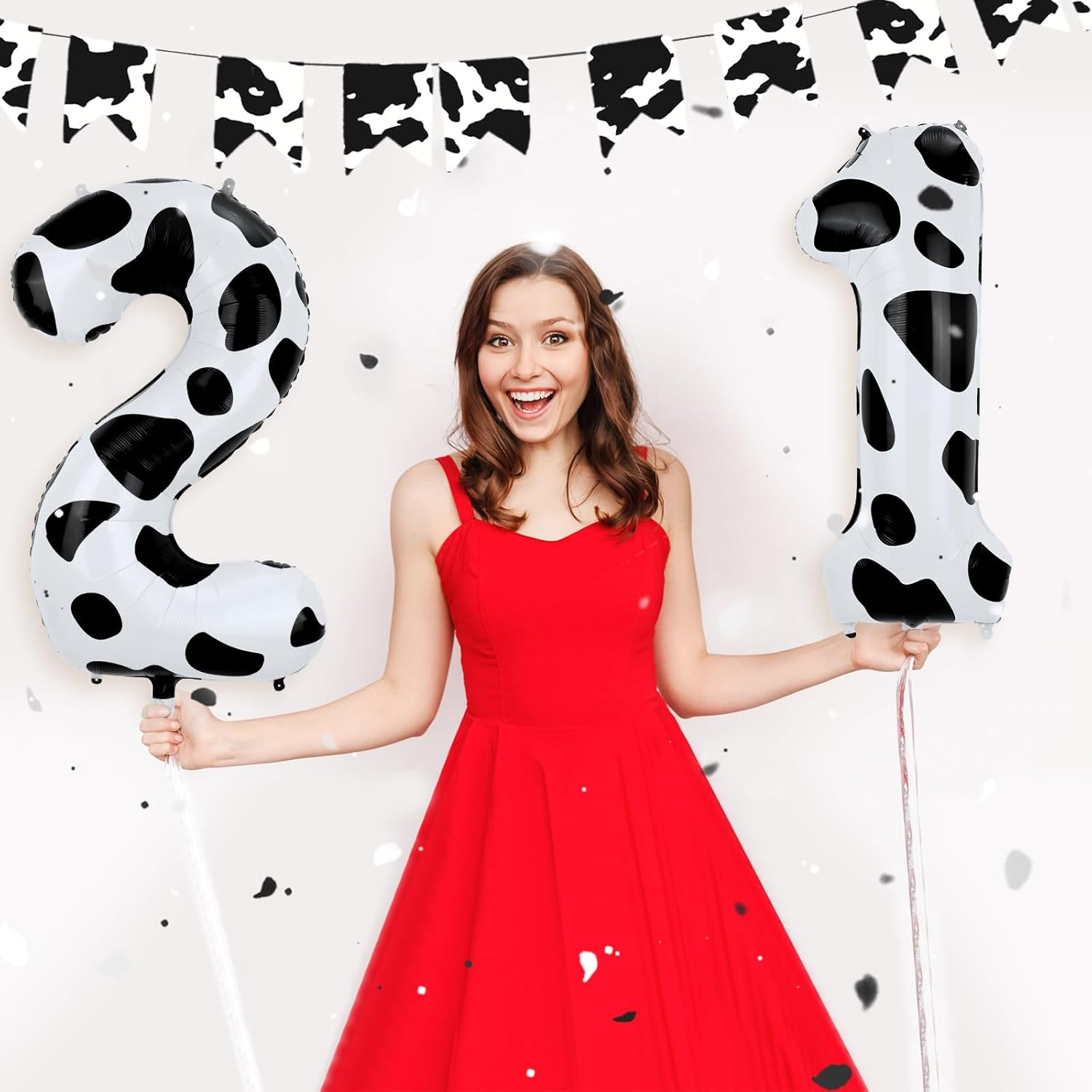XIHIRCD Cow Print Balloon, 40In Large Cow Print Number Balloons Black and White Cow Print Birthday Celebration Balloons for Cow Print for Cowgirl Theme Party Decorations Supplies(Number 1) image number 1