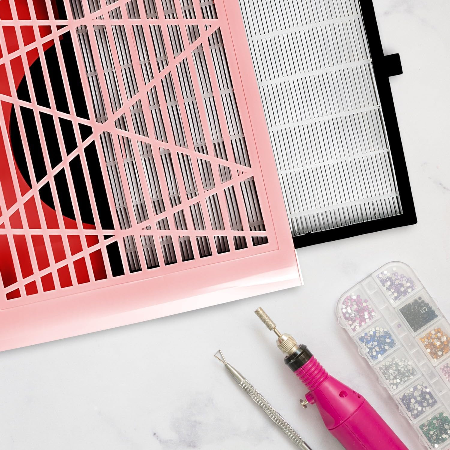 Retoo Nail Vacuum Cleaner Dust Extraction Professional Nail Vacuum Cleaner Nail Studio & Home 80 W Powerful Nail Vacuum Cleaner for Manicure Salon Nail Design Speed 4500 Rpm Pink image number 2