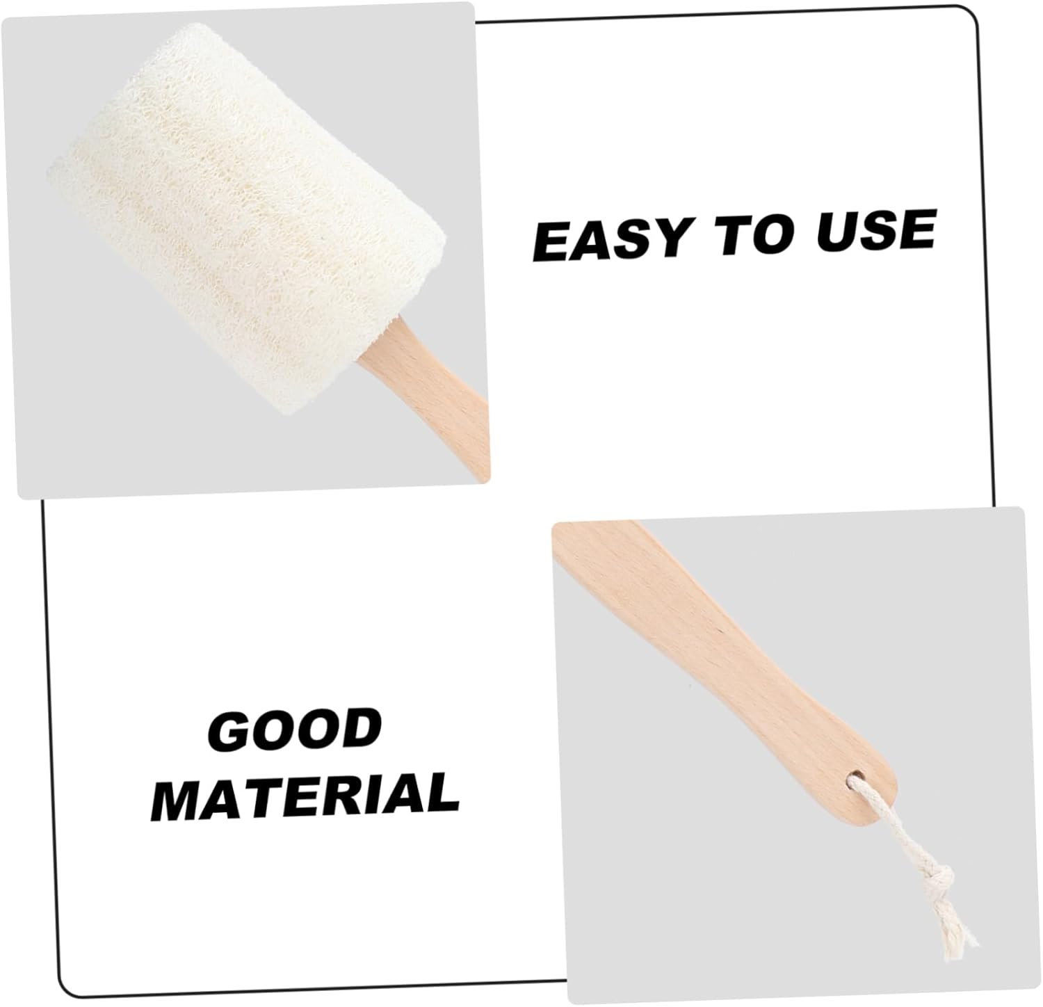 Cabilock Long Wooden Handle Natural Exfoliating Loofah Bath Brush Shower Scrubber for Gentle Exfoliation Skin Cleansing for Oily Dry Skin