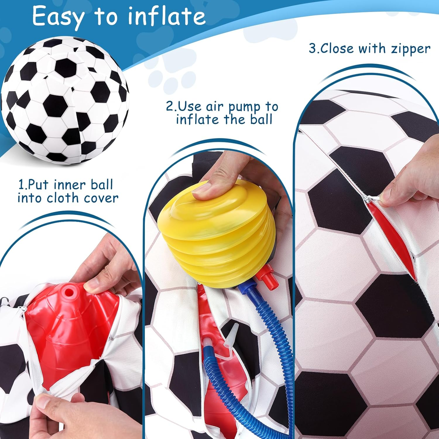 Juome Herding Ball for Dogs and Horses, 20" Large Dog Toy with Cover and Hand Pump for Play - 8" image number 2