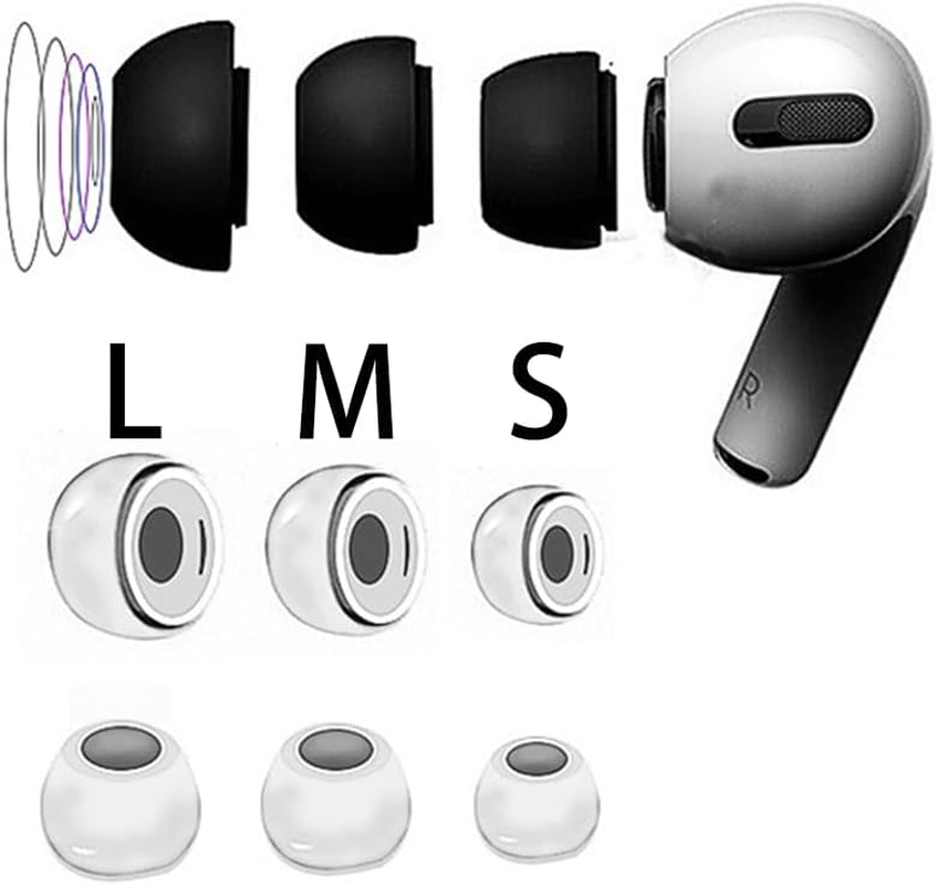 12 Pieces Replacement Ear Tips for Airpods Pro 2, 3 Size Replacement Silicone Rubber Eartips Earbuds Buds Tipsfor In-Ear Headphones Earbuds Earphones (S/M/L) (White) image number 3