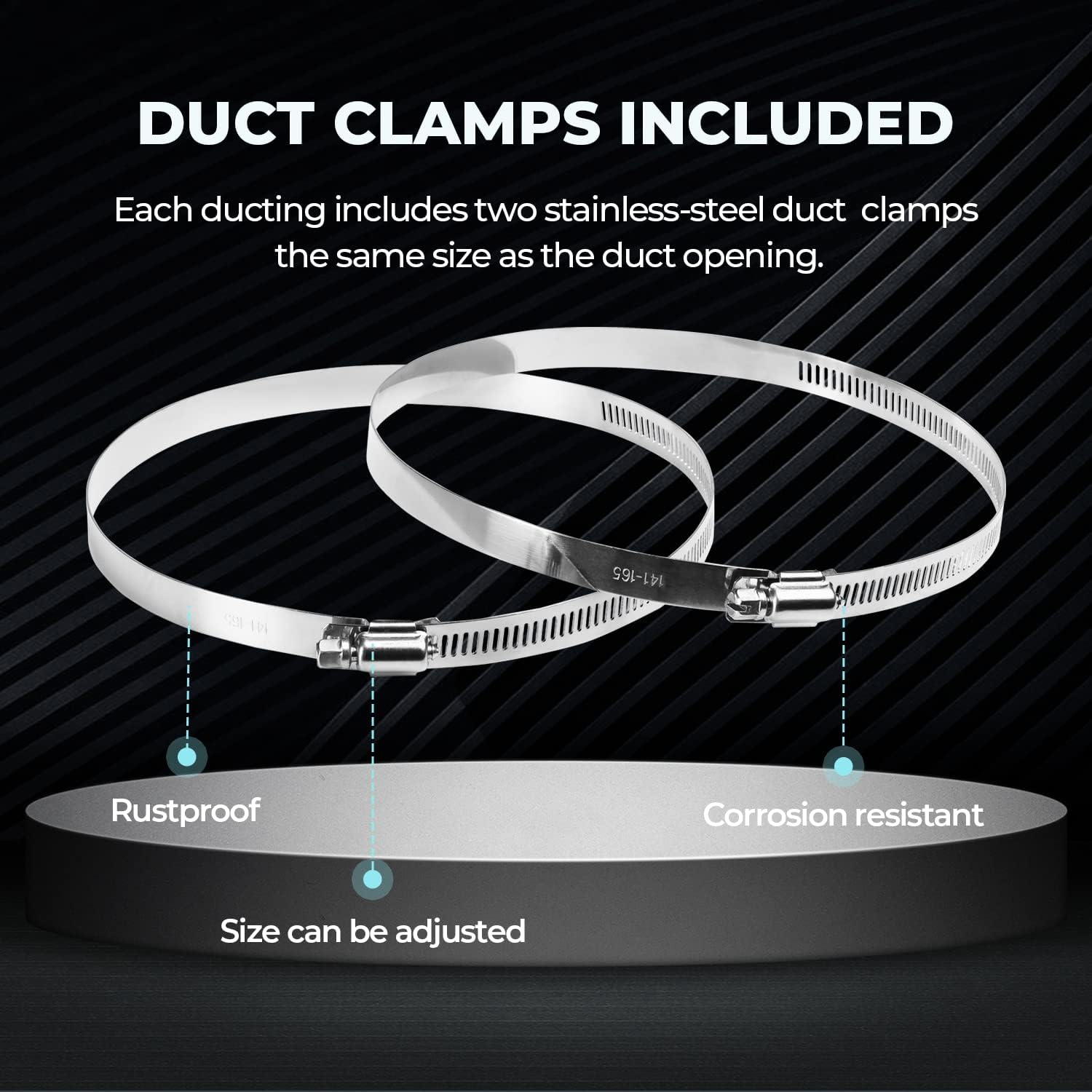 Ipower 6 Inch 25 Feet Non-Insulated Flex Air Aluminum Ducting Dryer Vent Hose for HVAC Ventilation, 2 Clamps Included