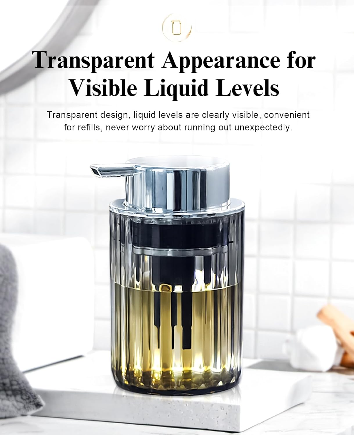 BRARIOS Pump Dispenser Face Wash Push Type Refillable Soap Dispenser Light Luxury Manual Leakproof Thick Foam Large Capacity Portable Durable Kitchen Company Home Holidays (Grey) - Silver image number 7