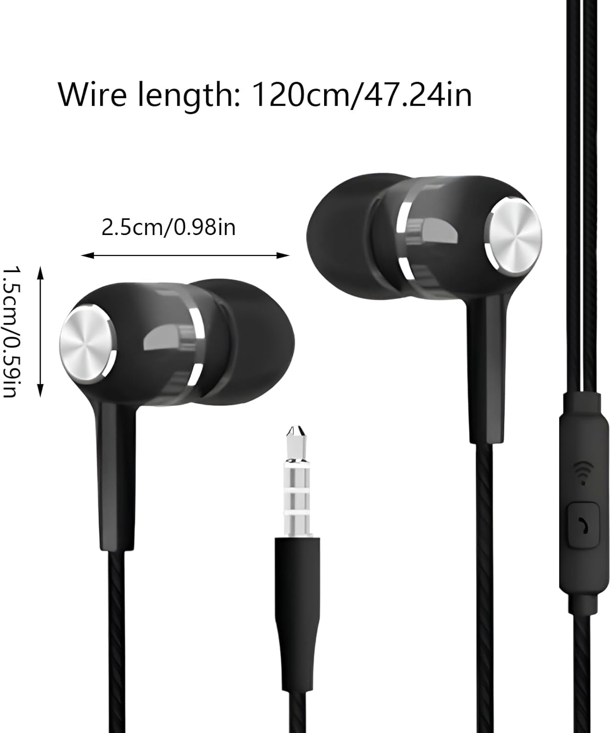 In Ear Headphones, Ear Phones with Cord, 3.5Mm Bass Boost Corded Earphone for Game Travel Airplane Workout School Music
