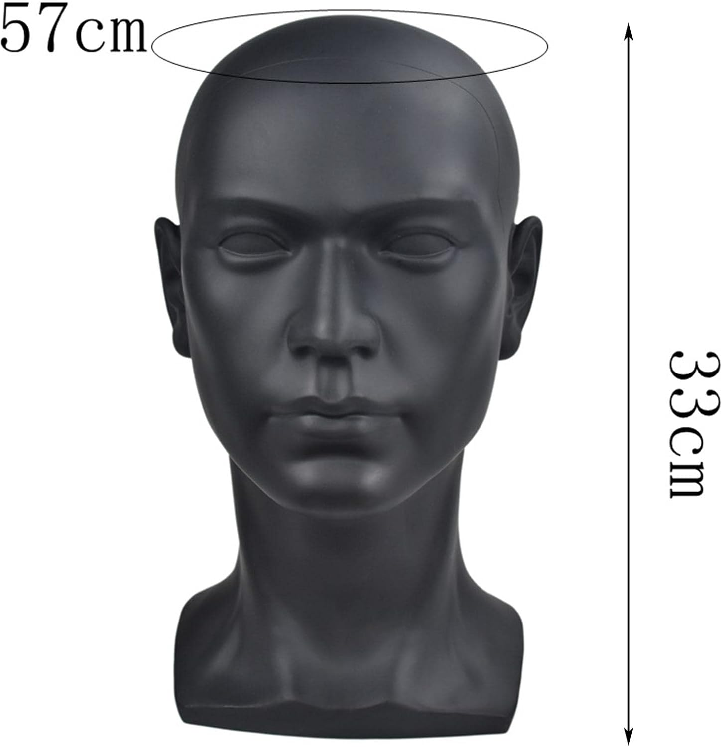 Koolsoo PVC Male Man Display Head, Circumference 57Cm Cosmetology Premium, Smooth and Clean, 13 Inches, Matte Black - White image number 5