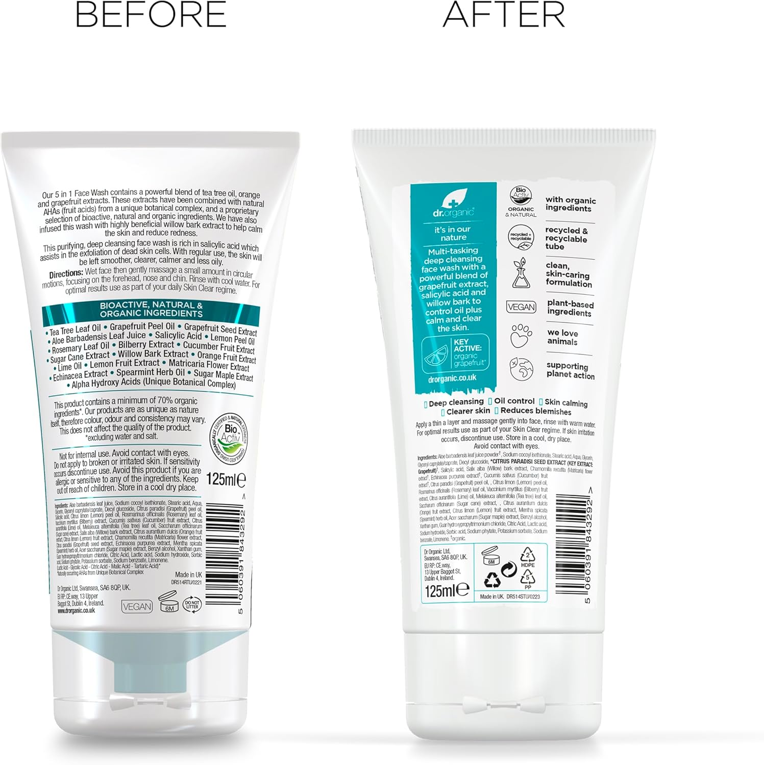 Dr Organic Tea Tree Face Wash, Cleansing, Purifying, Mens, Womens, Oily Skin, Natural, Vegan, Cruelty-Free, Paraben & Sls-Free, Organic, 200Ml, Packaging May Vary image number 5