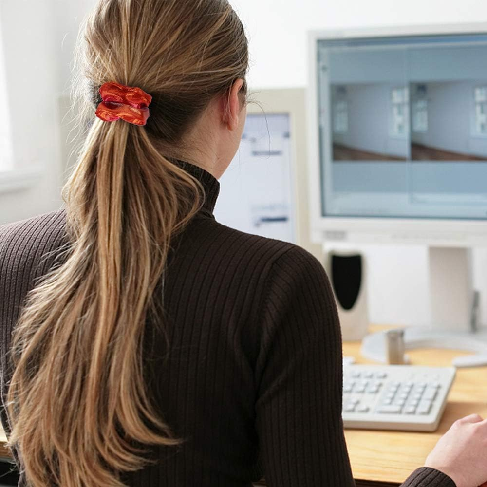 Hair Scrunchies, 8 Pack Shiny Metallic Elastic Hair Scrunchies Ties Colorful Mermaid Hair Bands Ponytail Holders Soft Hair Scrunchy Bobbles Hair Accessories for Women Girls, Gym Dance Party or Club image number 3